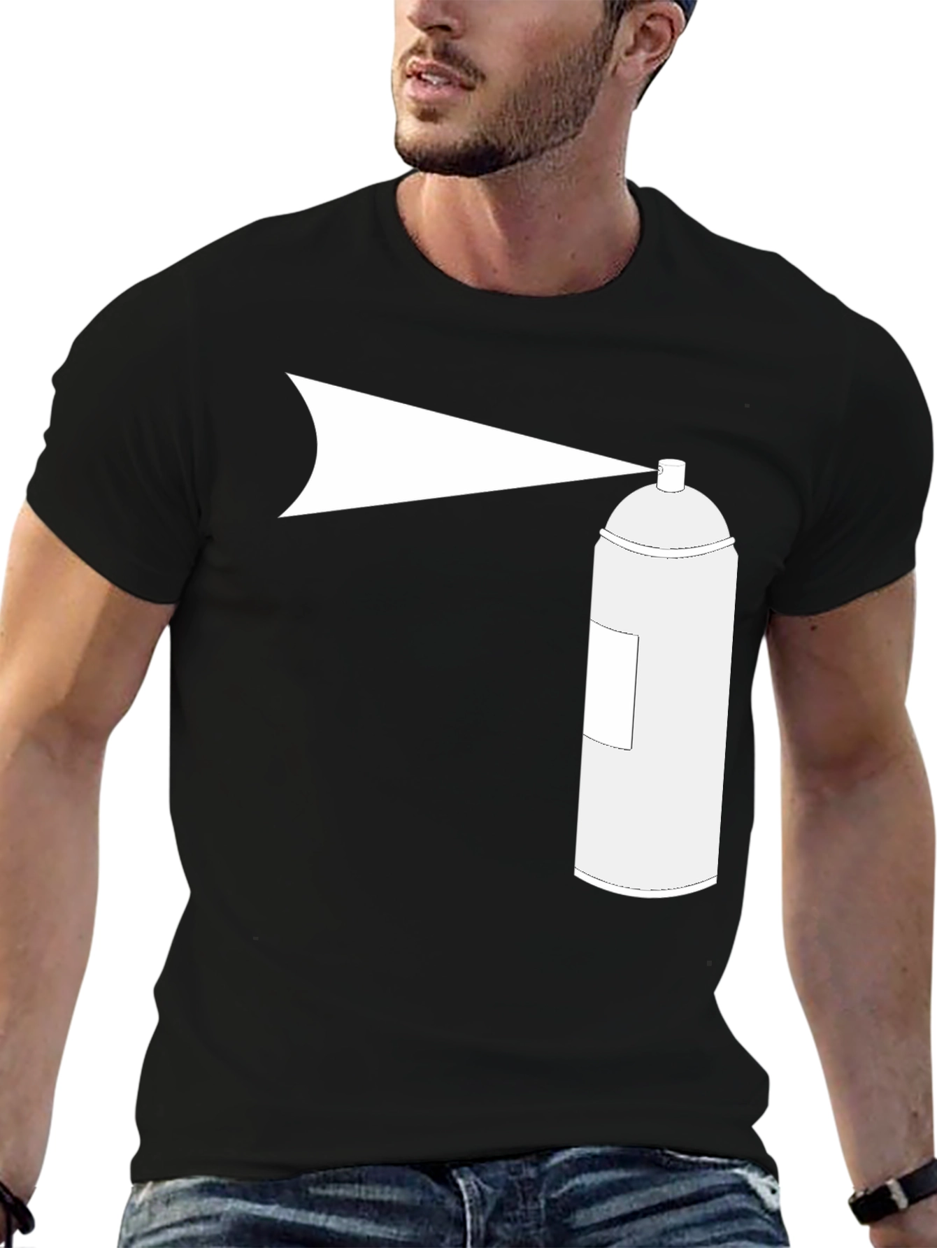 Spray Paint Graphic Tee - Black Cotton T-Shirt