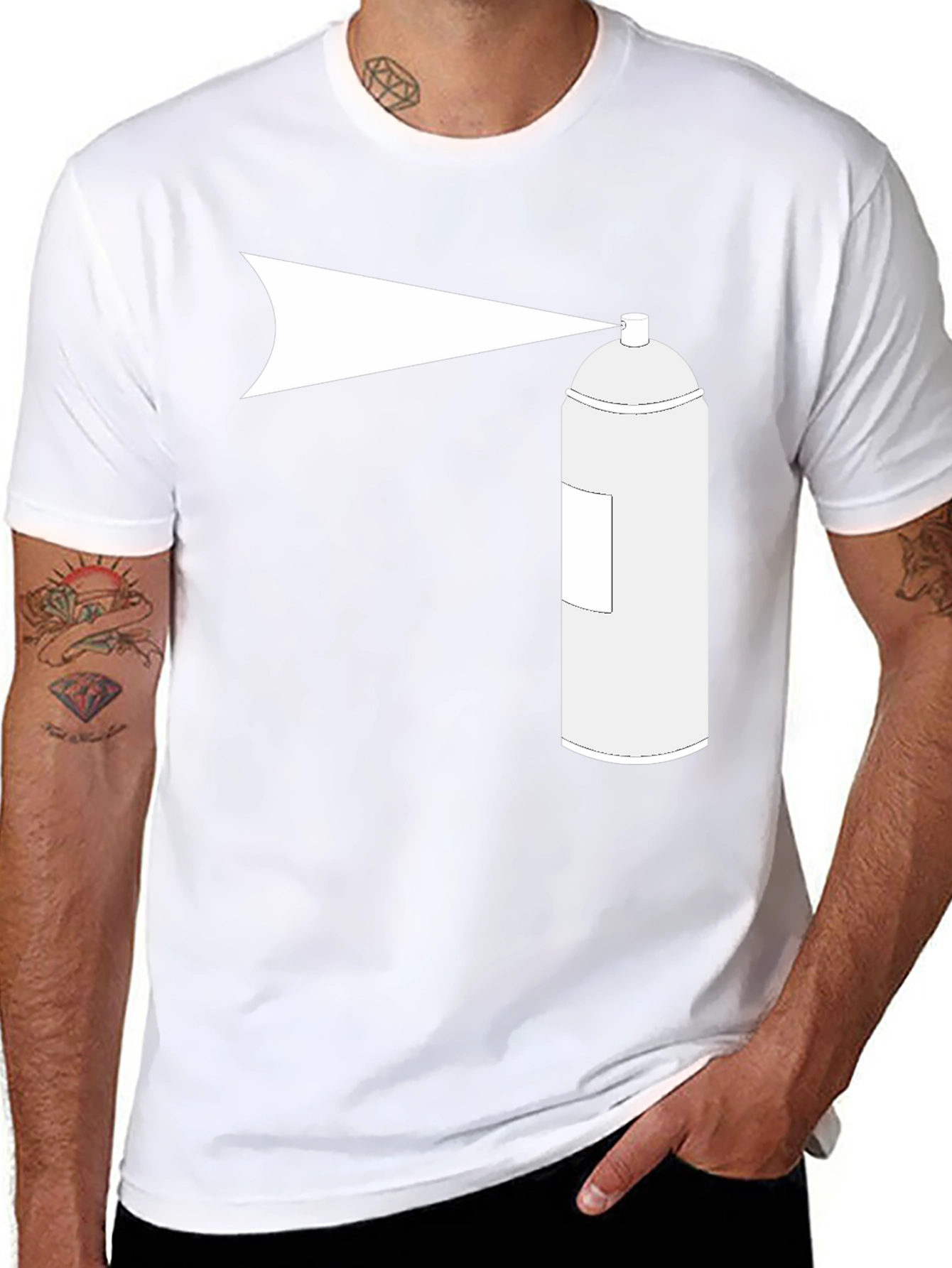 Spray Paint Graphic Tee - Black Cotton T-Shirt