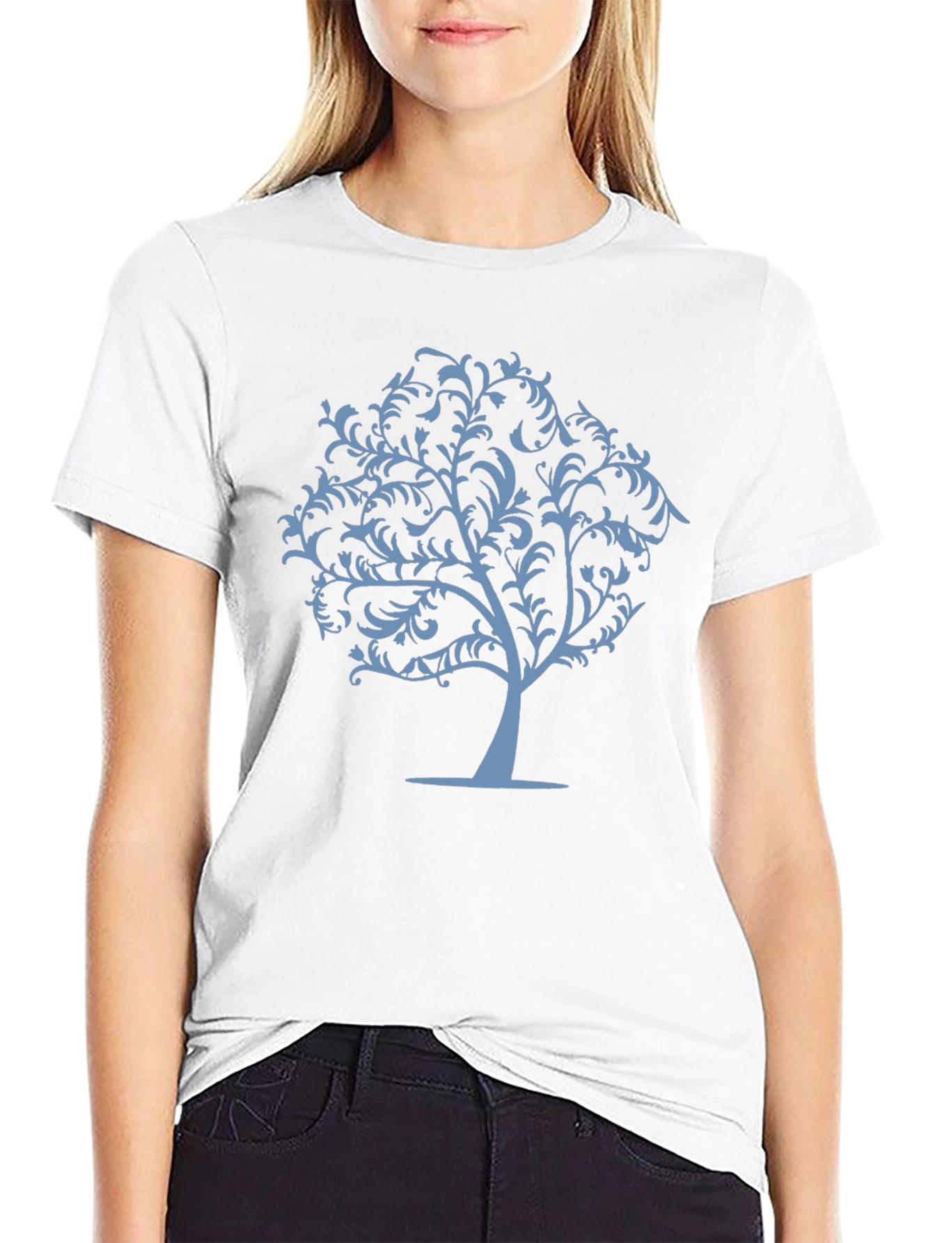 Stylish Tree Graphic T-Shirt - Black