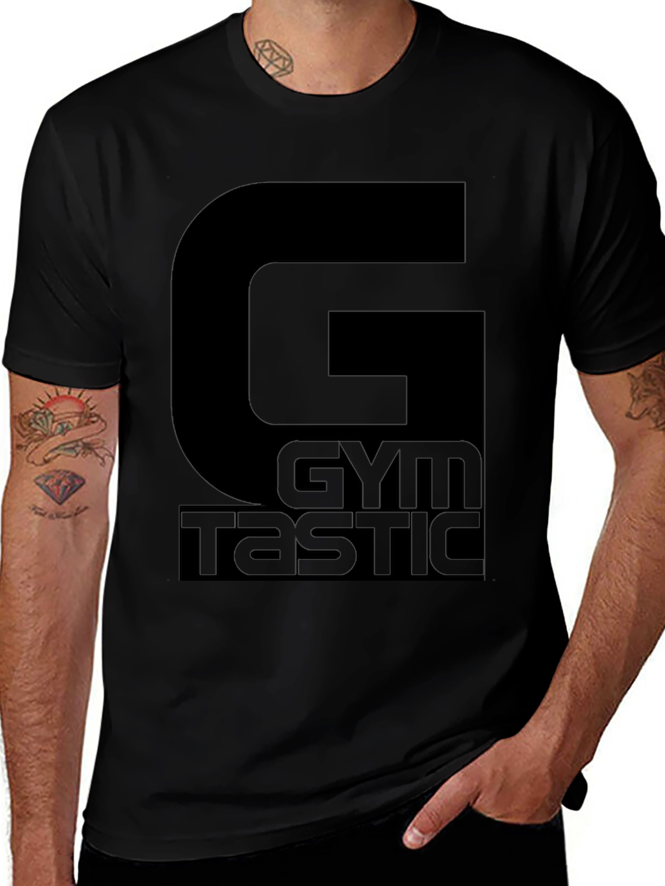 Mens Black Gymtastic Graphic T-Shirt