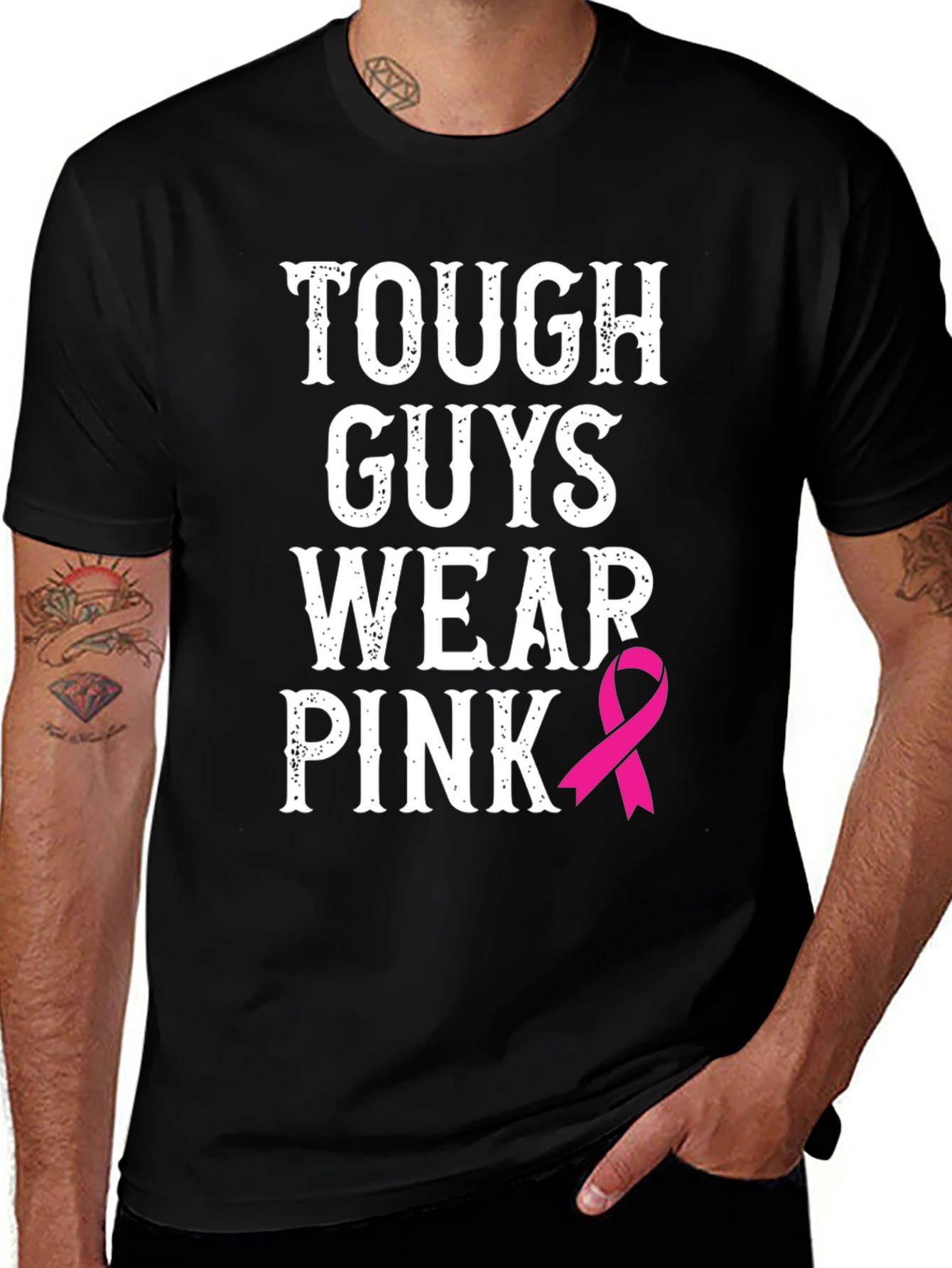 Tough Guys Wear Pink T-Shirt - Breast Cancer Awareness