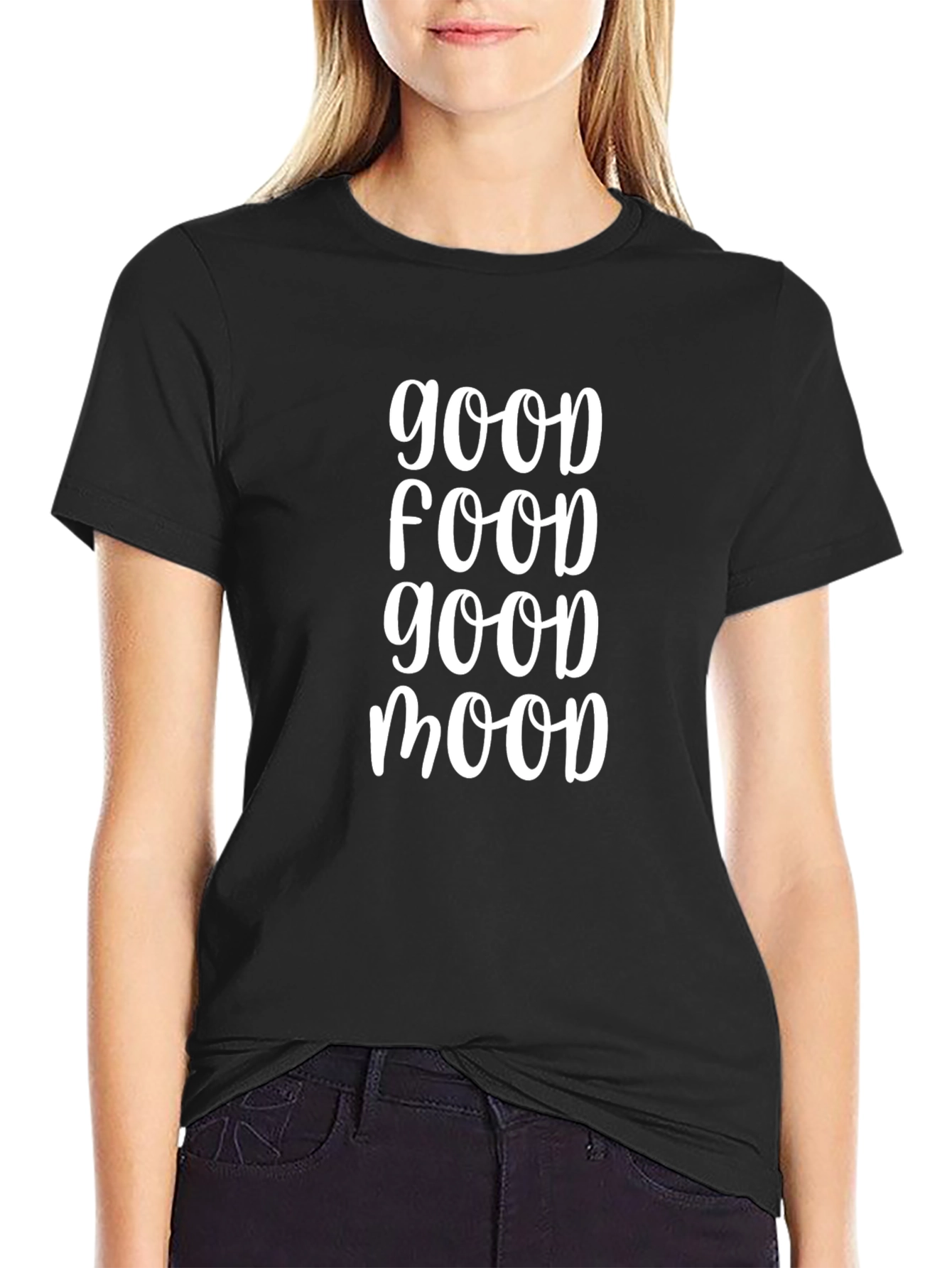 Good Food Good Mood Black Graphic Tee