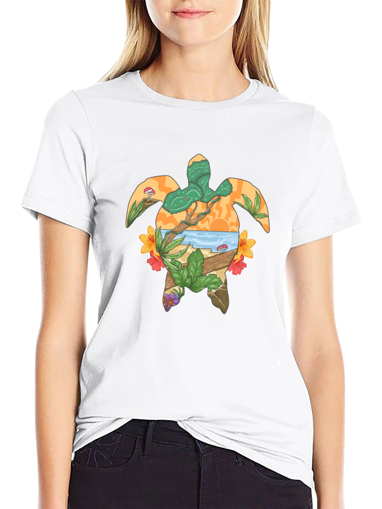 Turtle Island Graphic Tee - Black Cotton T-Shirt