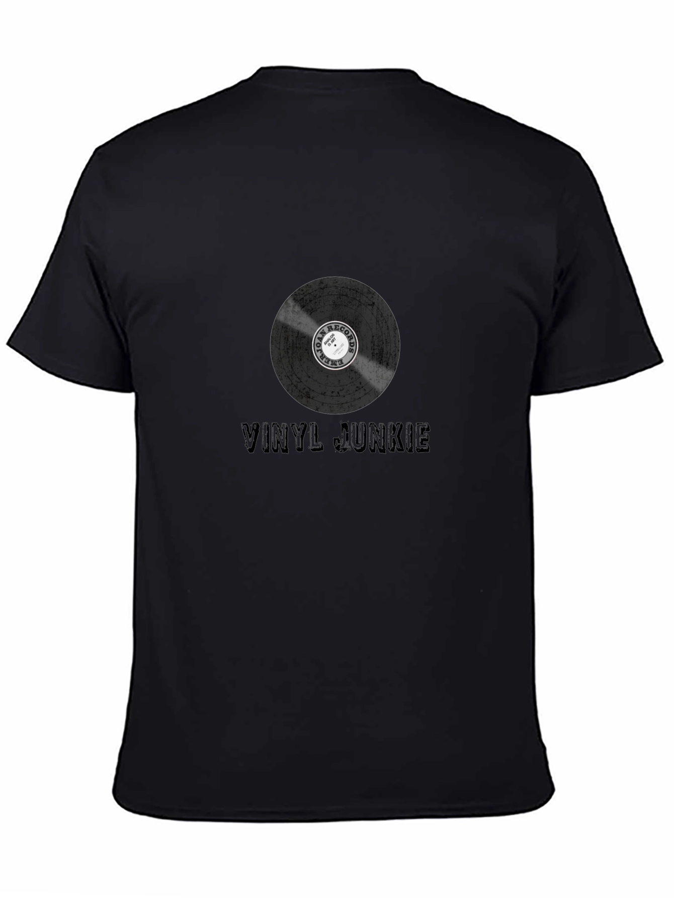 Vinyl Junkie Graphic Tee - Black Cotton T-Shirt