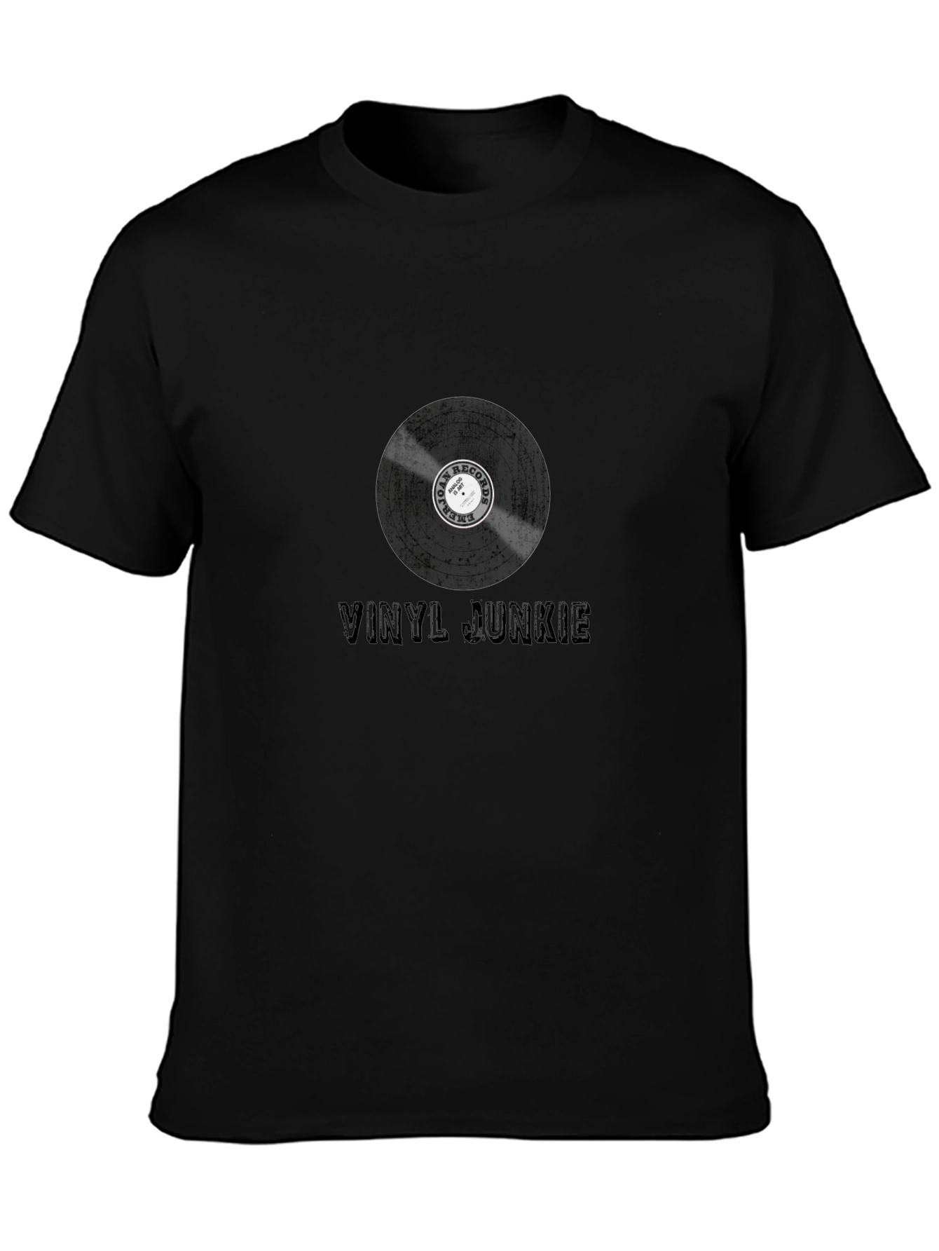 Vinyl Junkie Graphic Tee - Black Cotton T-Shirt