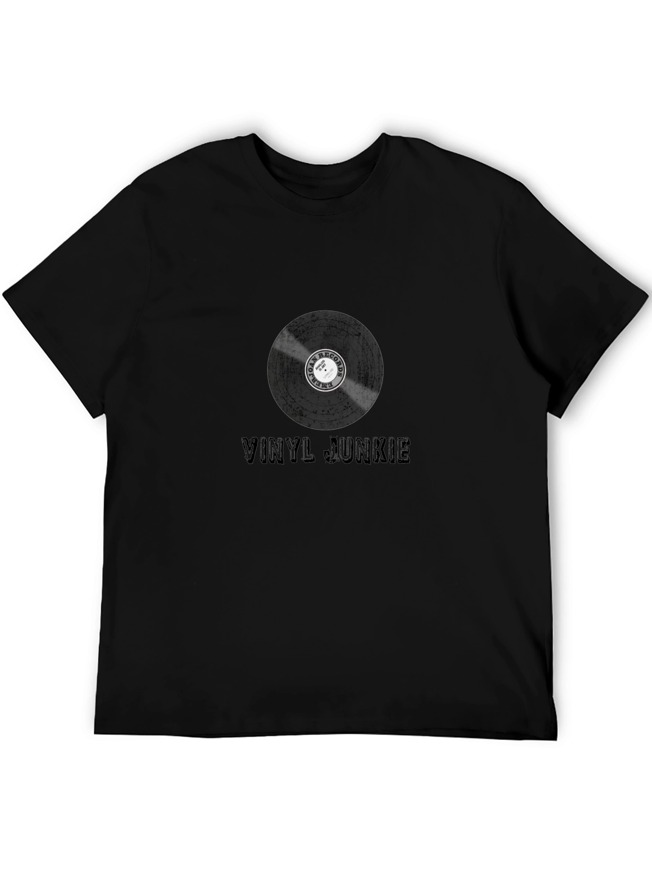Vinyl Junkie Graphic Tee - Black Cotton T-Shirt