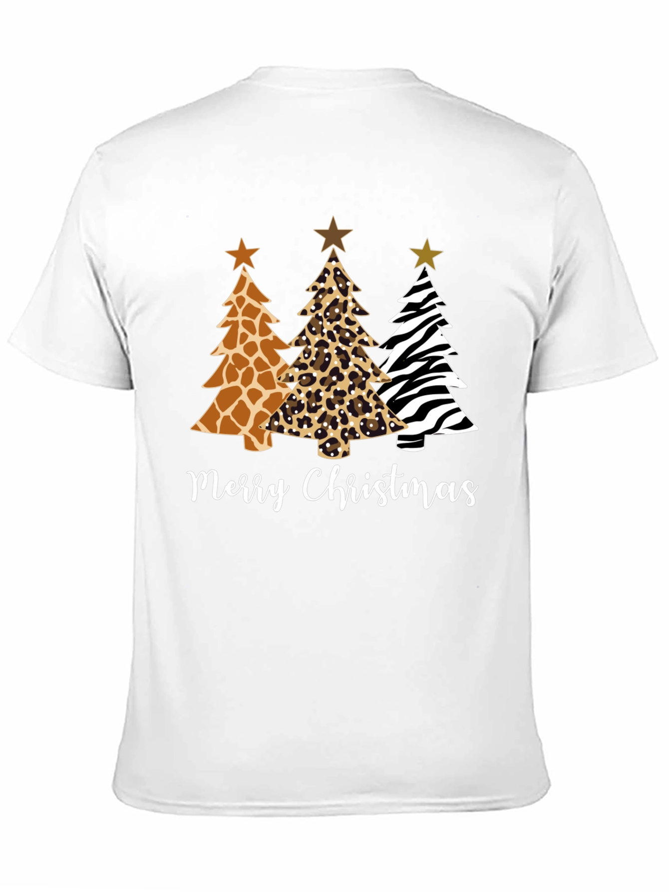 Merry Christmas Animal Print Christmas Trees T-Shirt