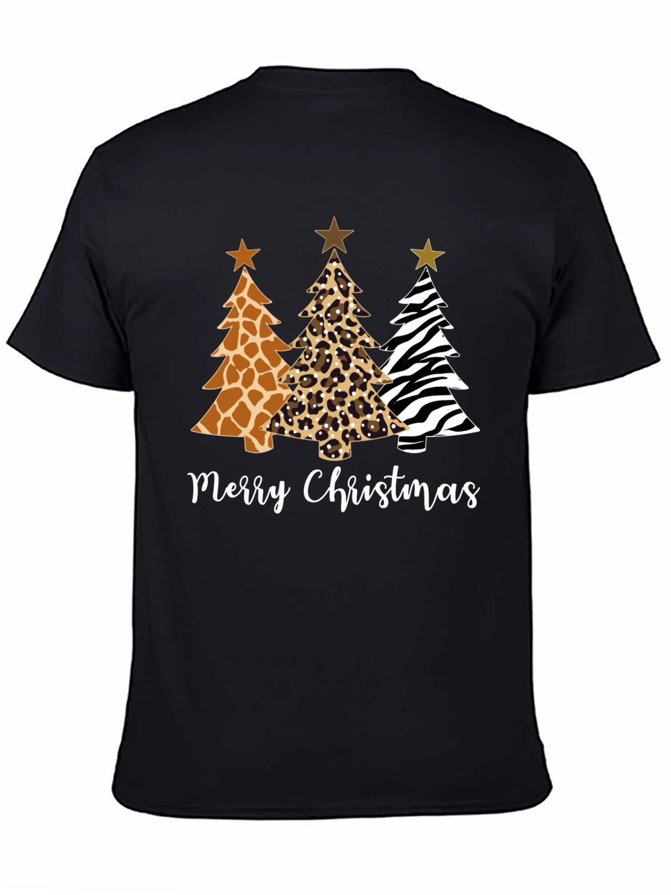 Merry Christmas Animal Print Christmas Trees T-Shirt