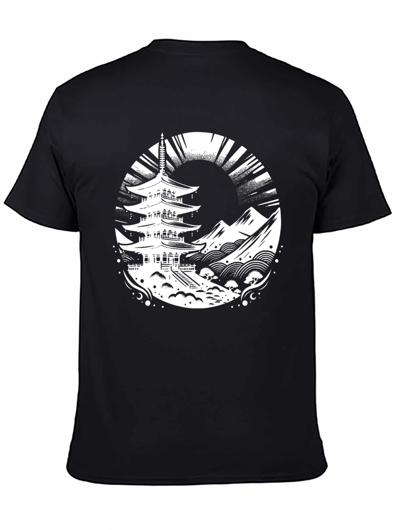 Pagoda Graphic Tee - Stylish Black T-Shirt
