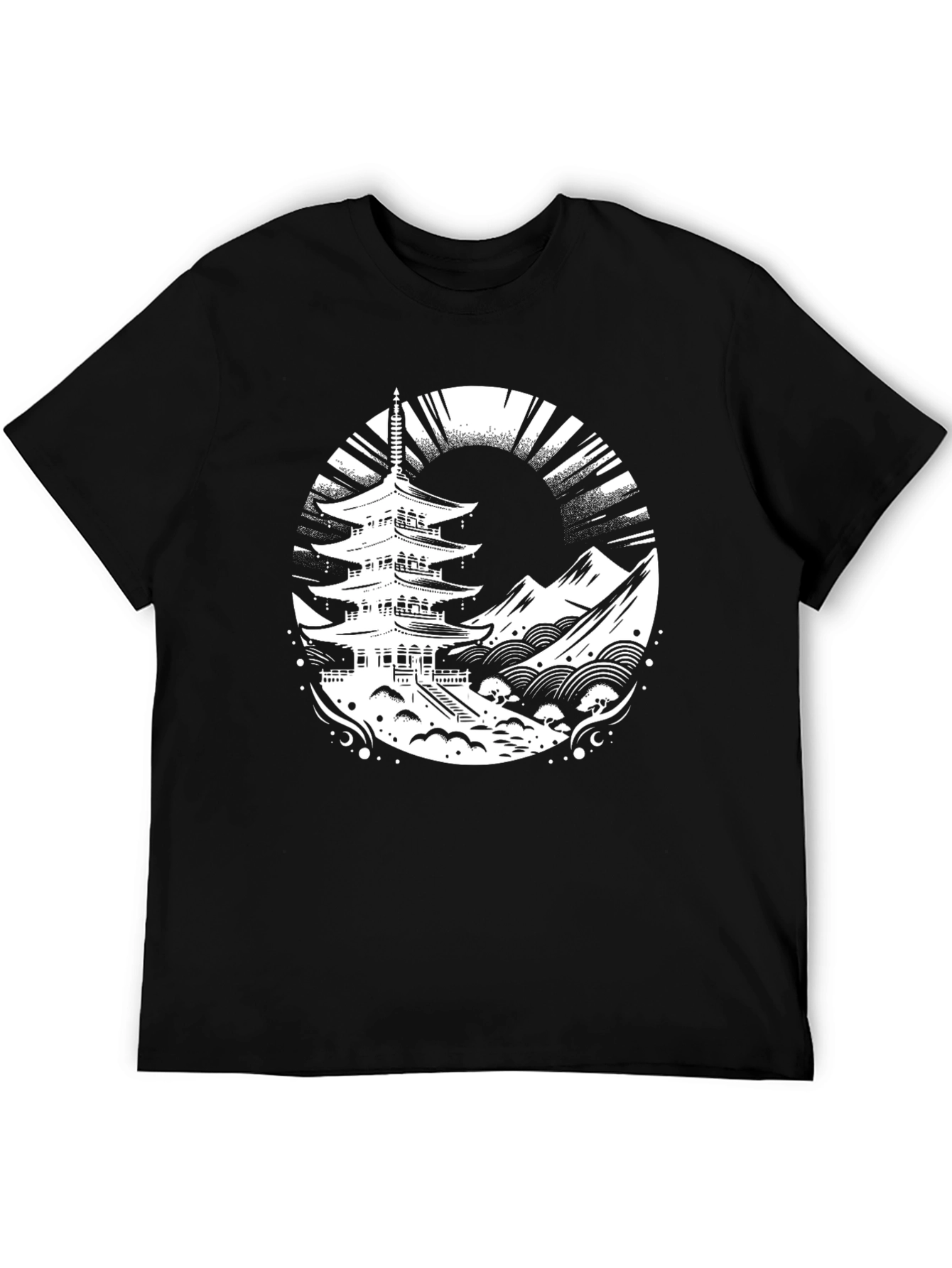 Pagoda Graphic Tee - Stylish Black T-Shirt