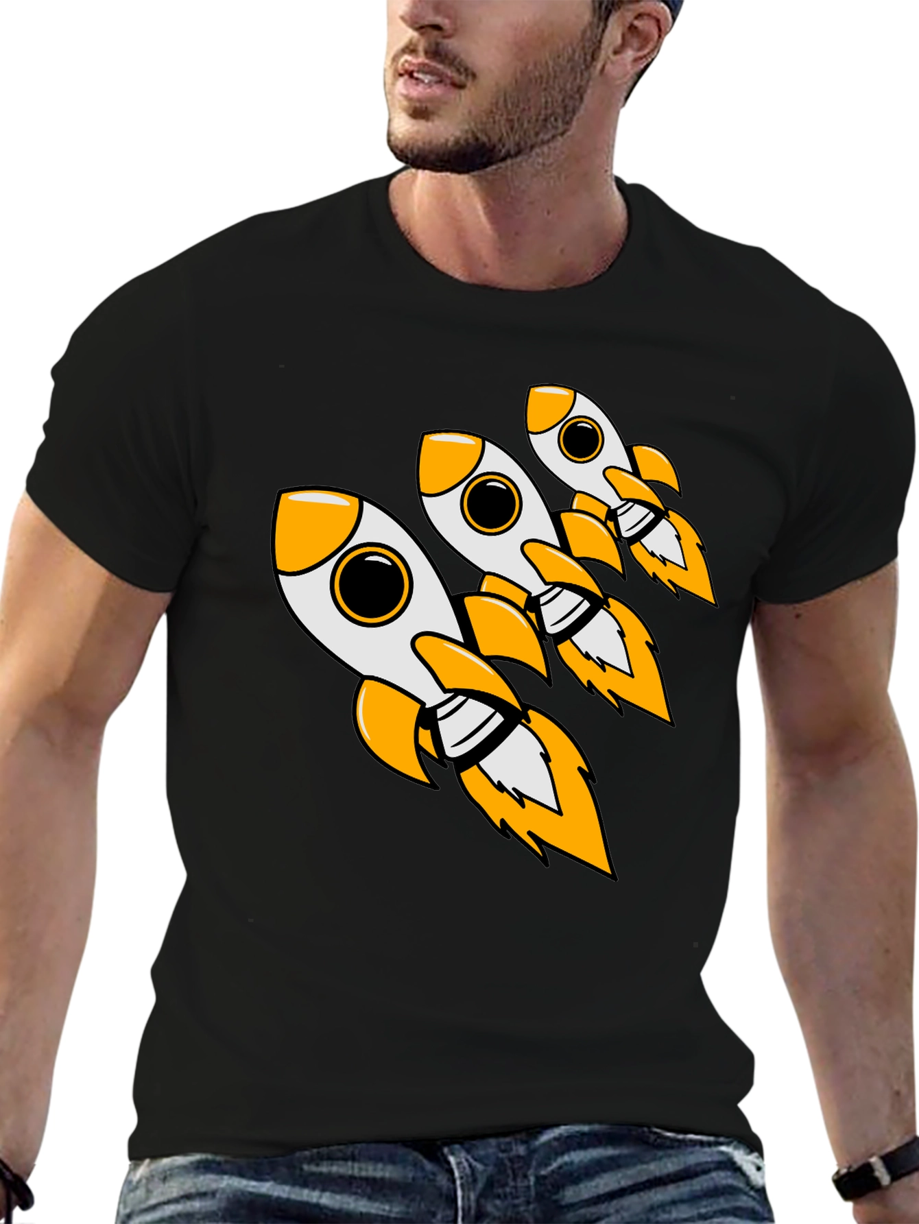 Rocket Launch T-Shirt - Black Cotton Blend