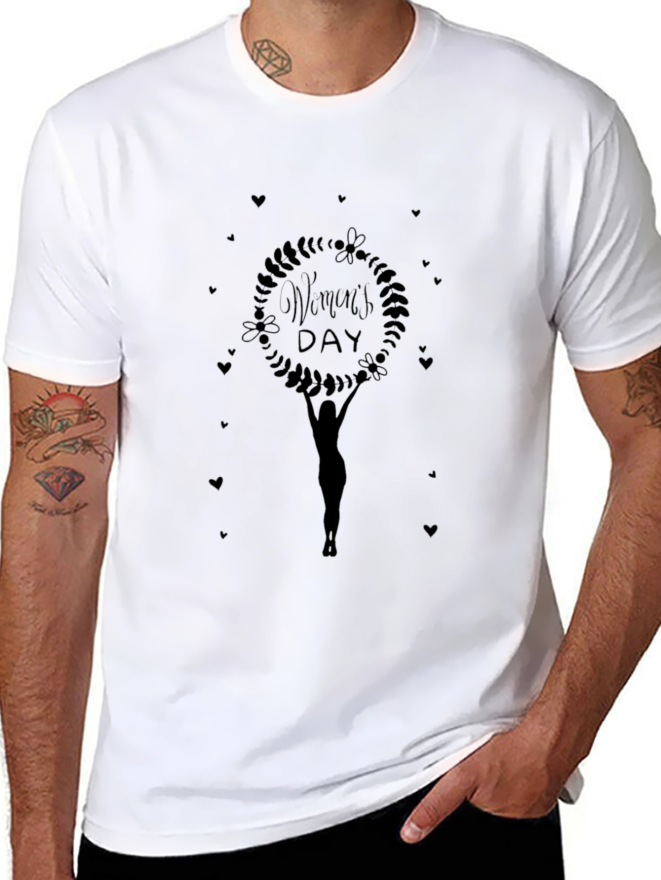 Womens Day Graphic Tee - Black Crew Neck