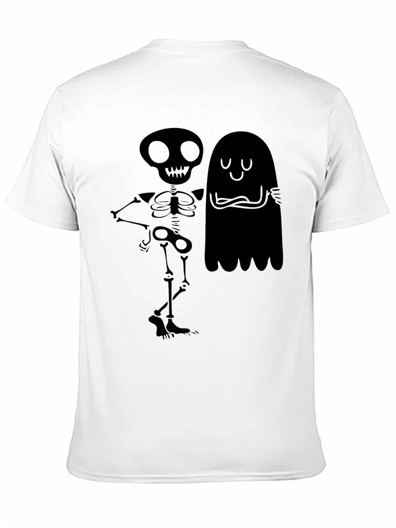 Spooky Skeleton & Ghost Graphic T-Shirt