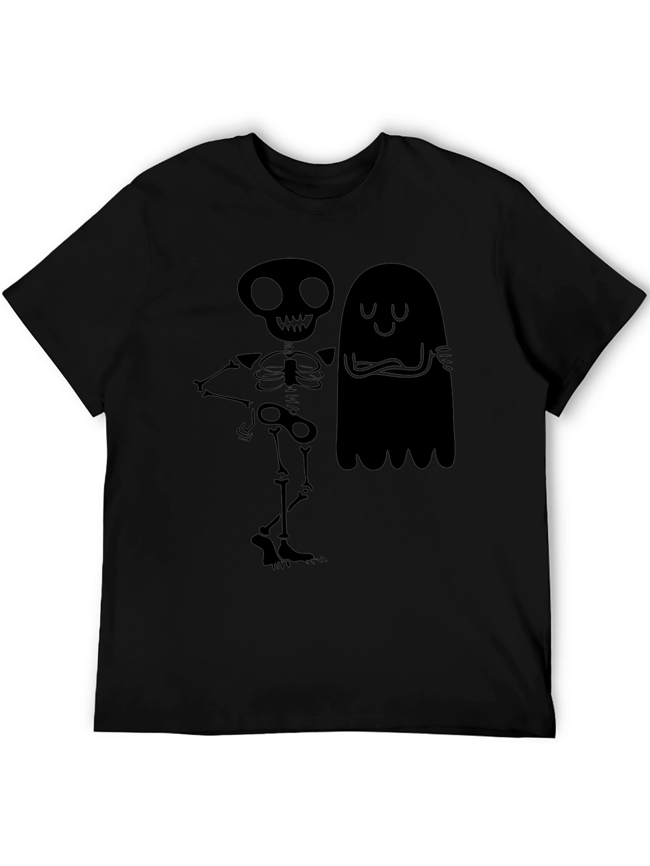 Spooky Skeleton & Ghost Graphic T-Shirt