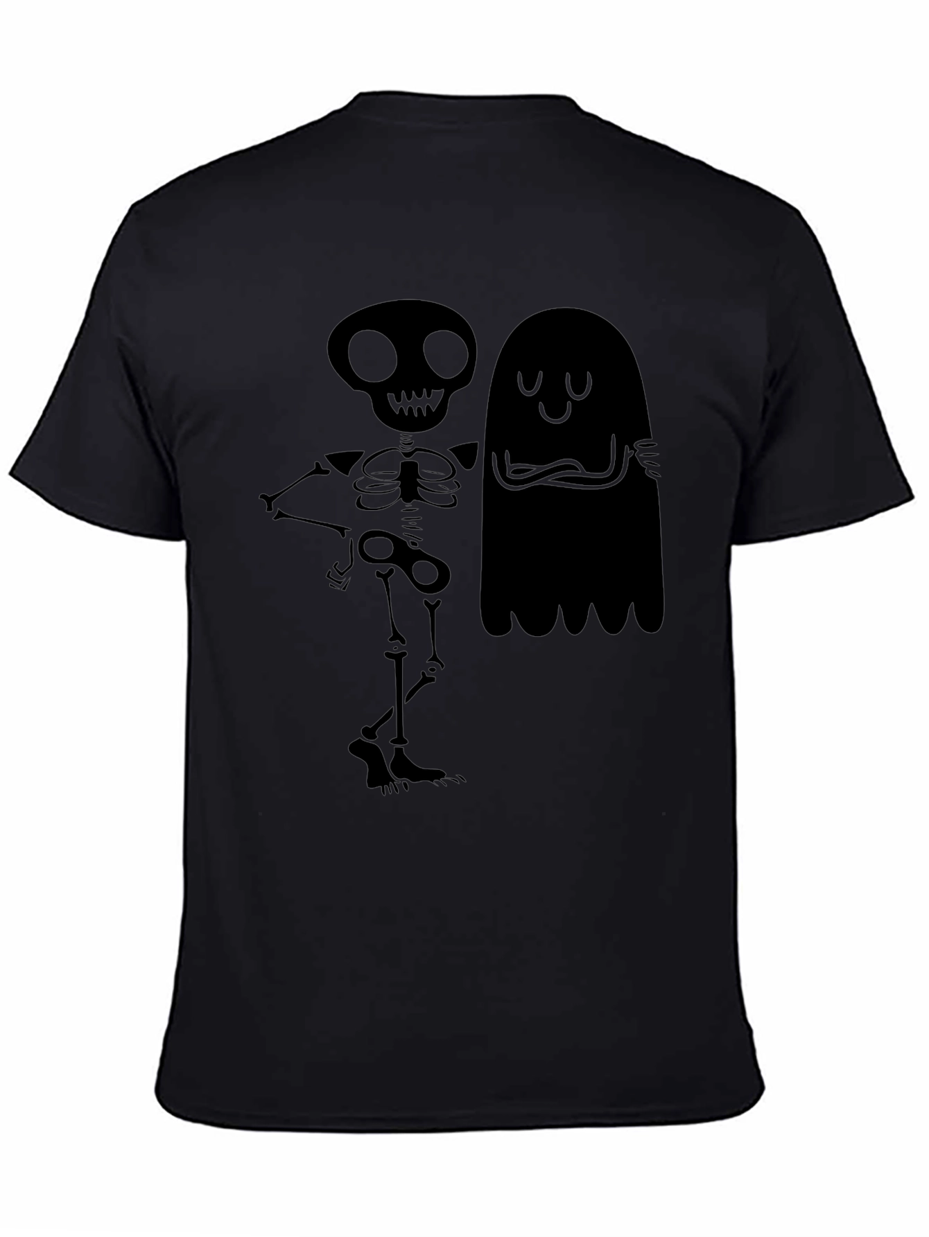 Spooky Skeleton & Ghost Graphic T-Shirt