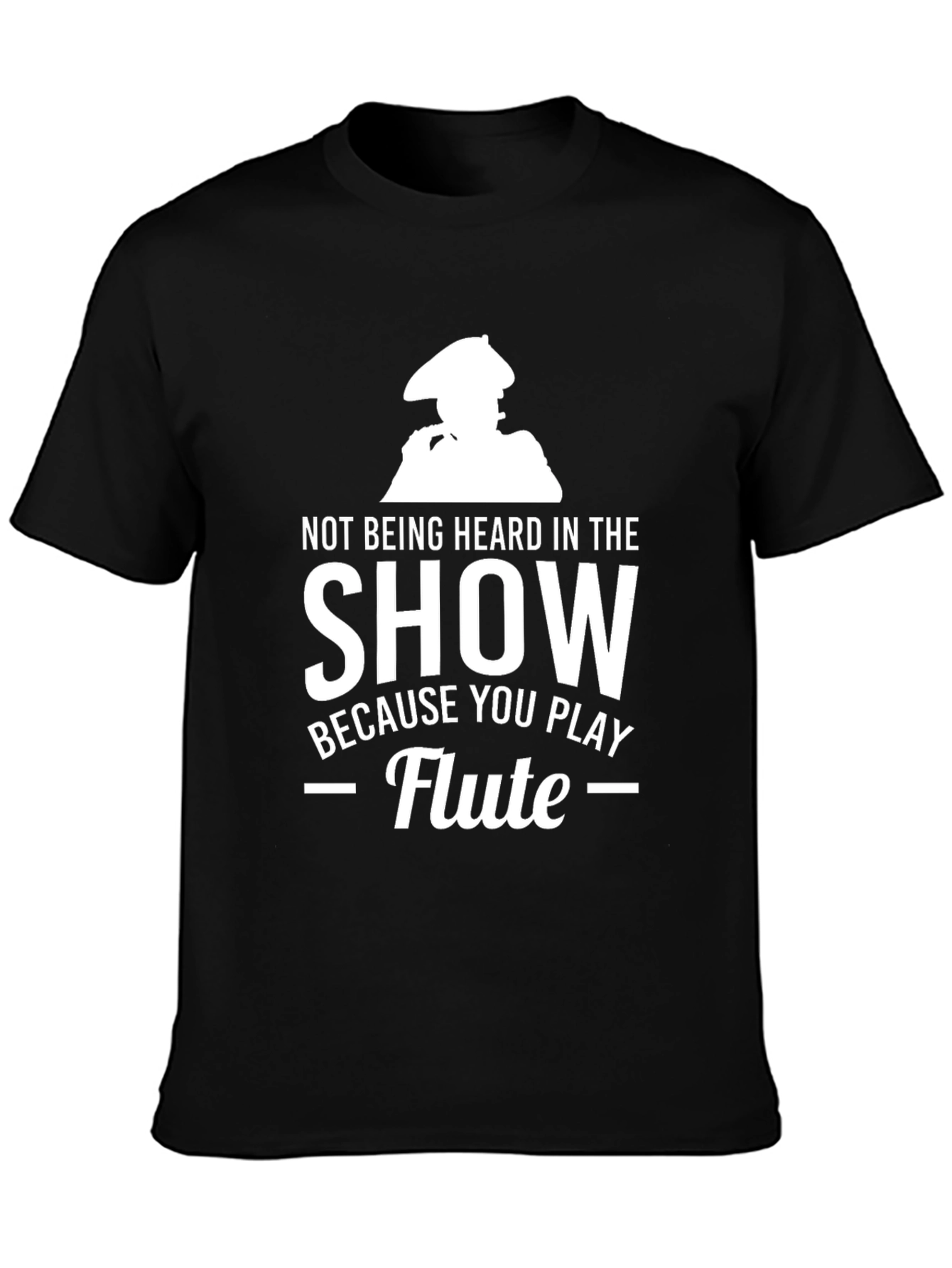 Funny Flute Player Black T-Shirt