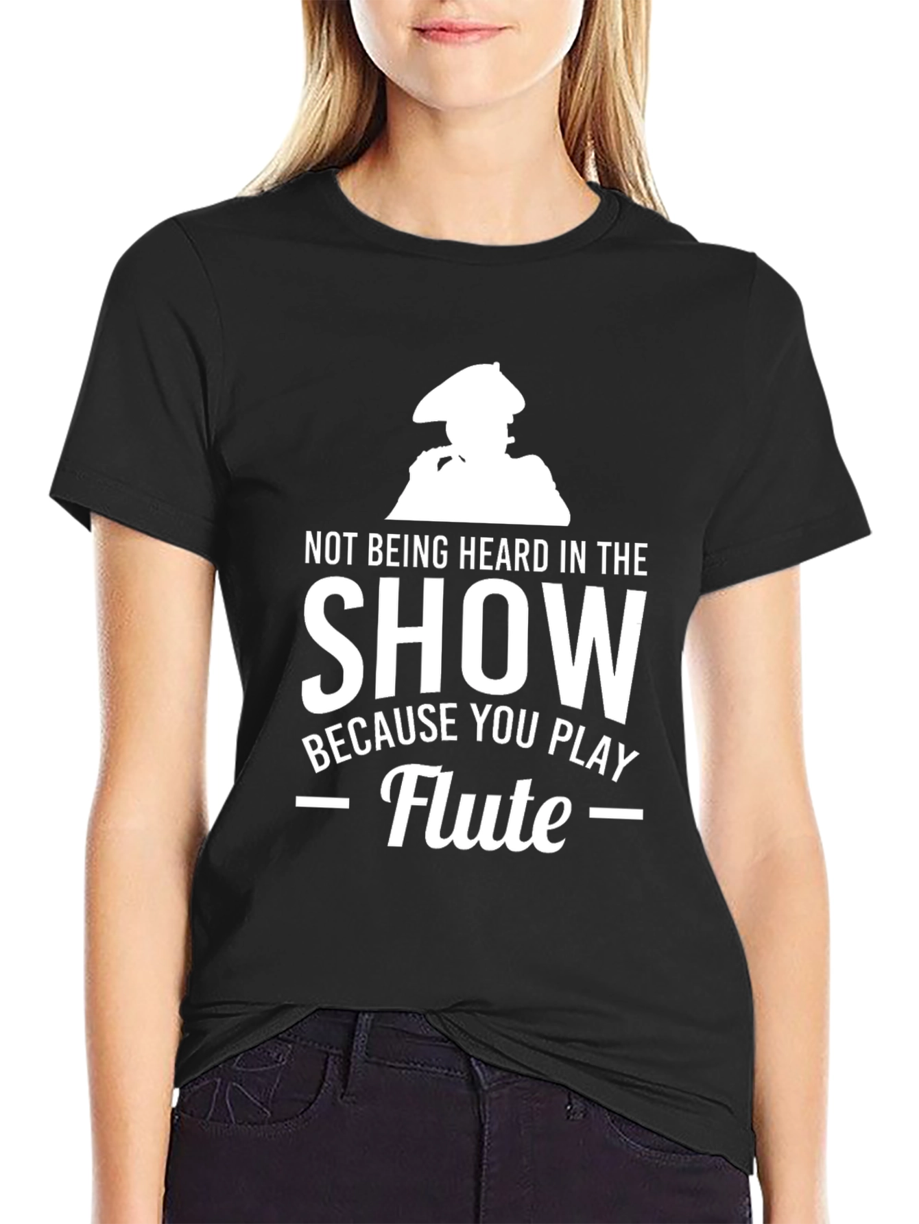 Funny Flute Player Black T-Shirt