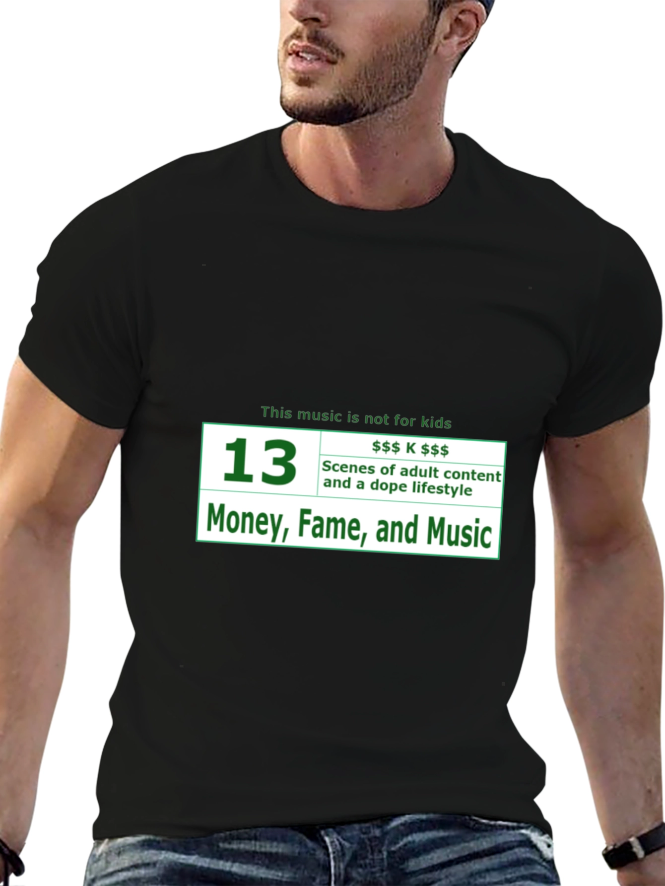Adult Content Music Black T-Shirt