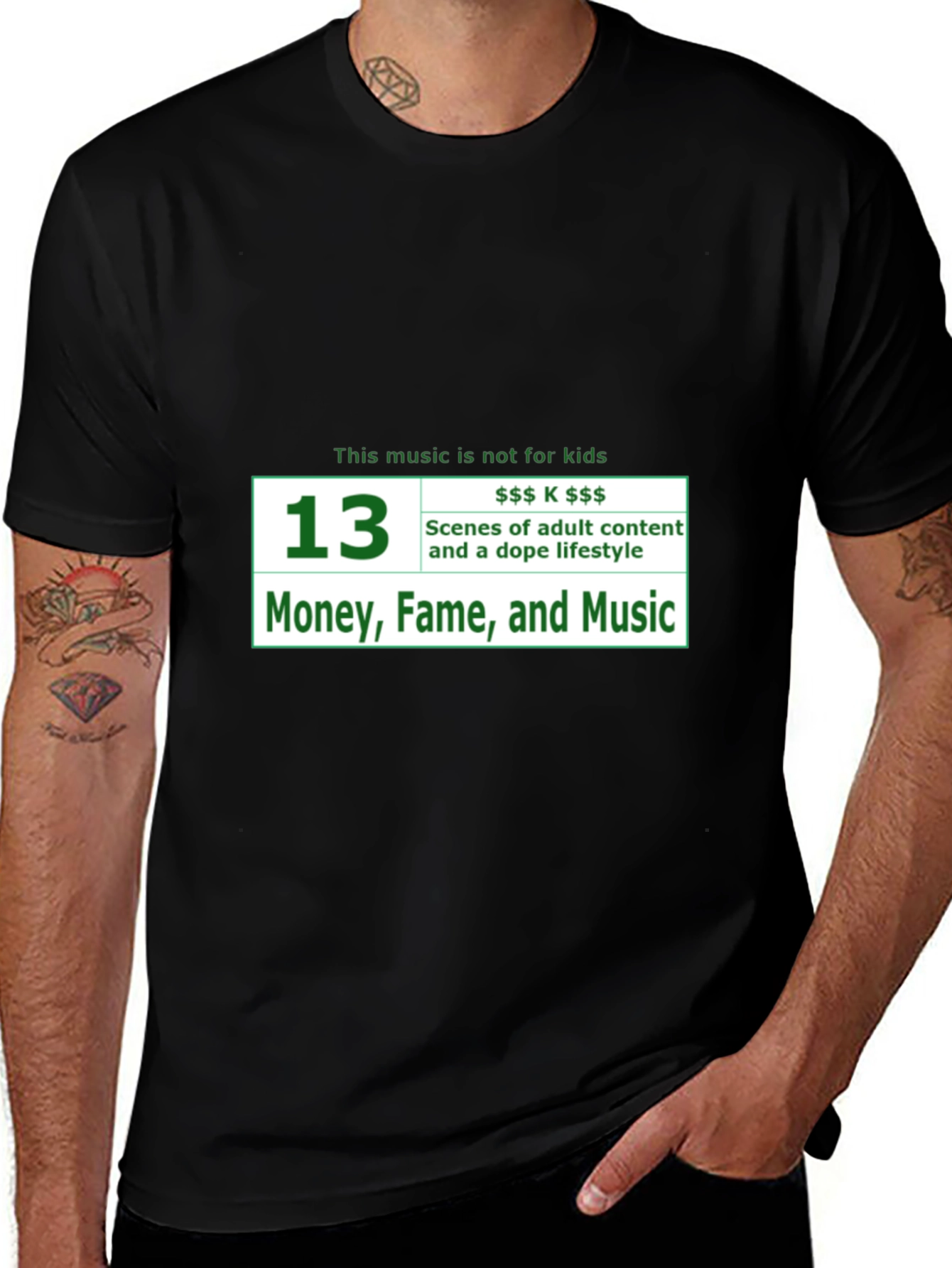 Adult Content Music Black T-Shirt