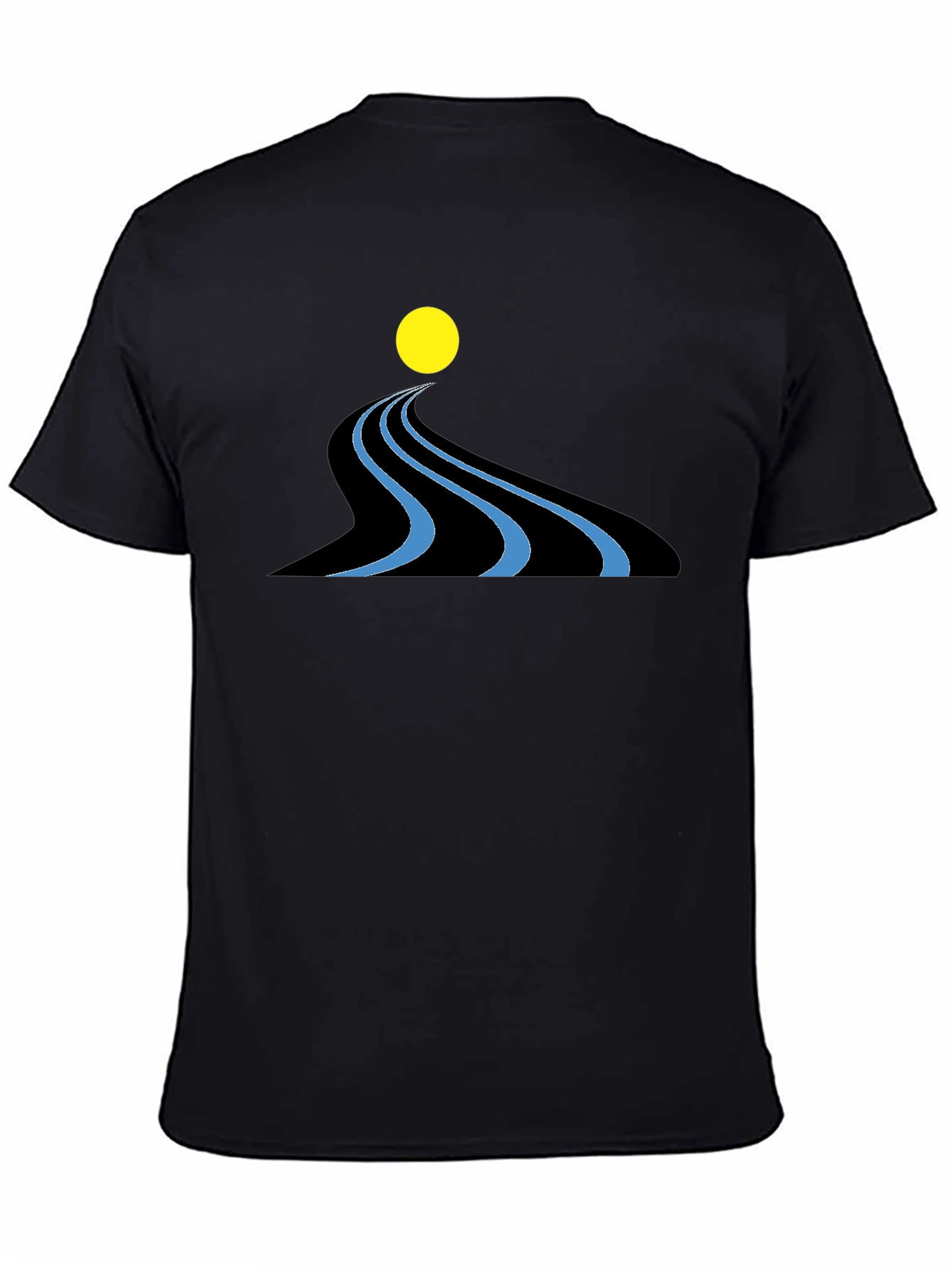 Abstract River Graphic Black T-Shirt