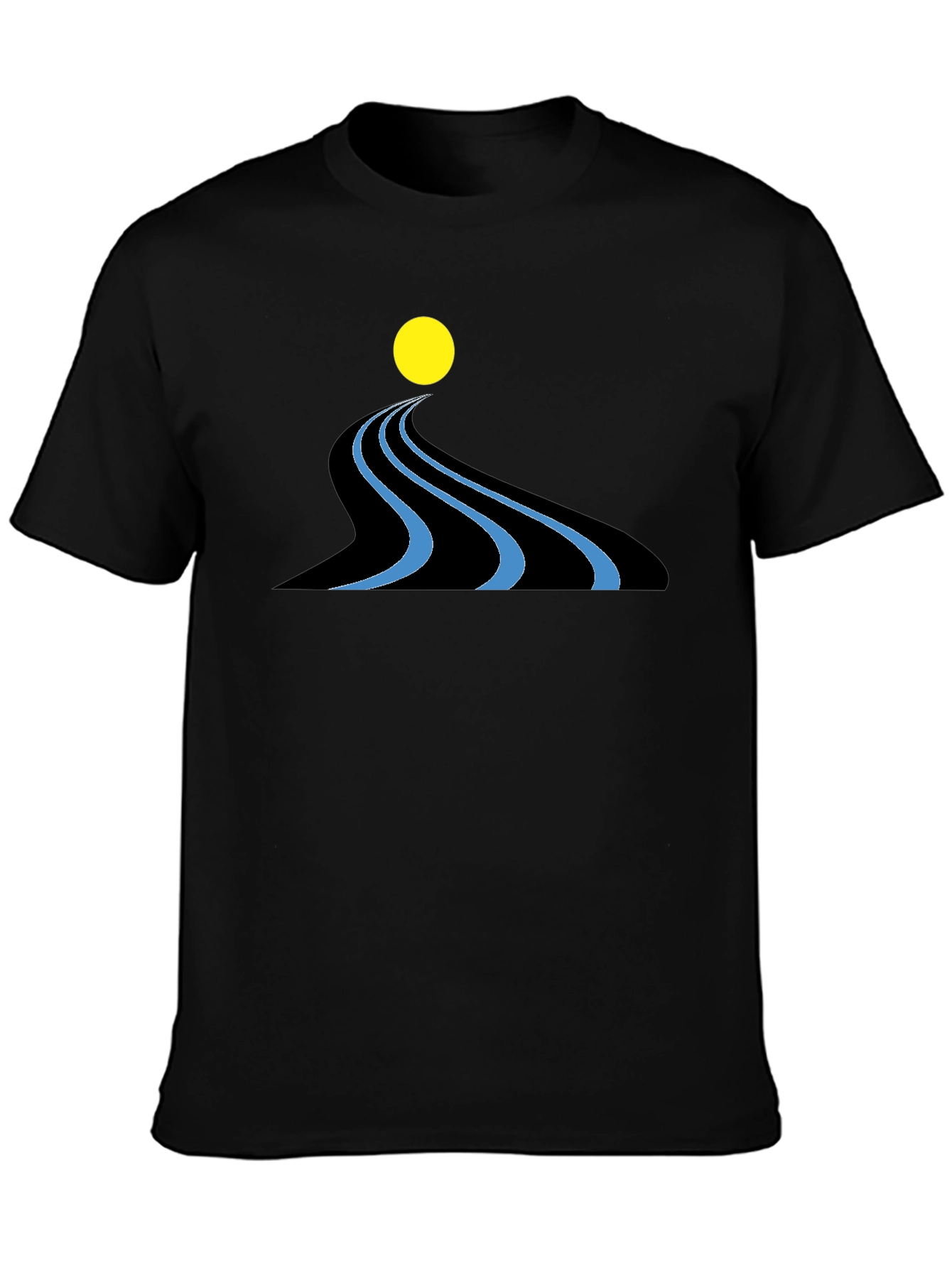 Abstract River Graphic Black T-Shirt