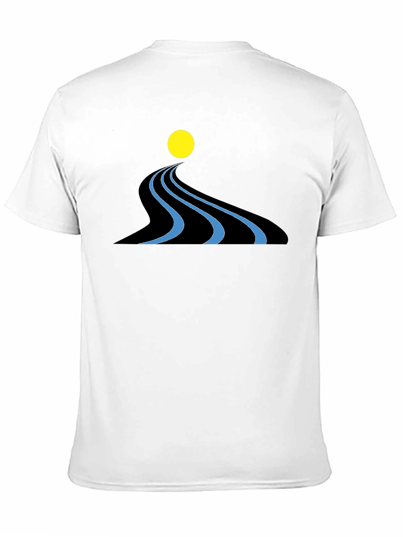 Abstract River Graphic Black T-Shirt
