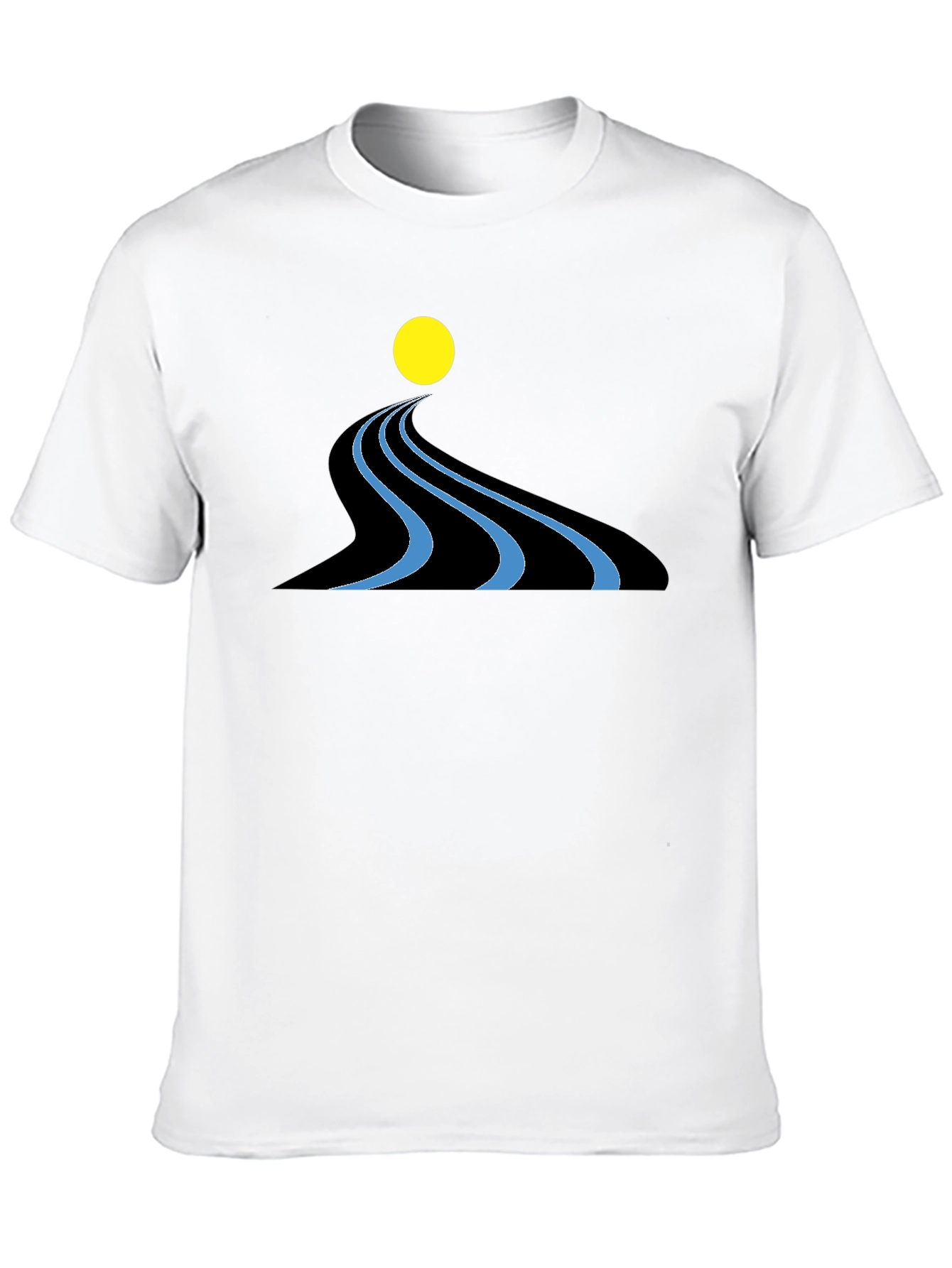 Abstract River Graphic Black T-Shirt