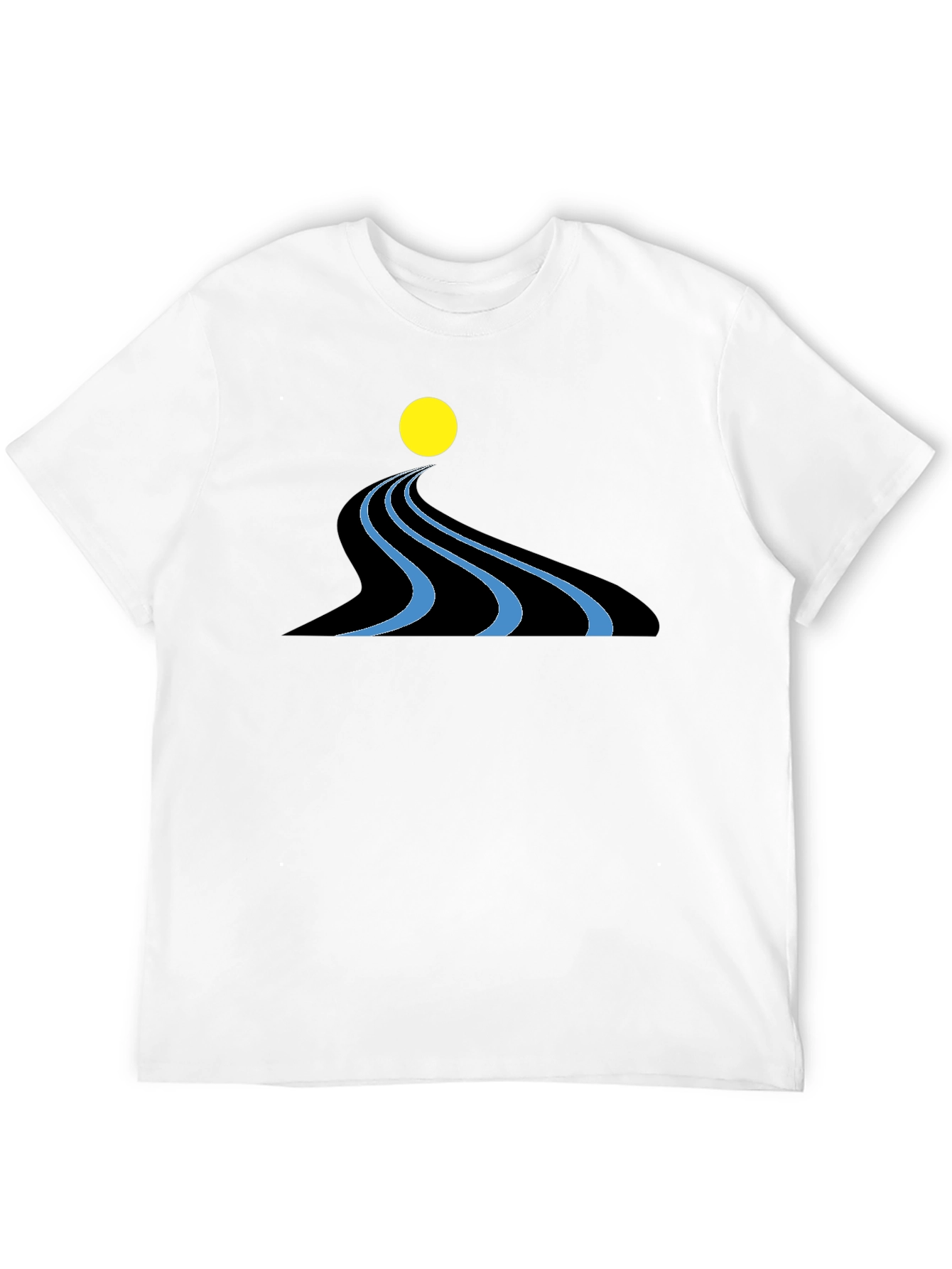 Abstract River Graphic Black T-Shirt