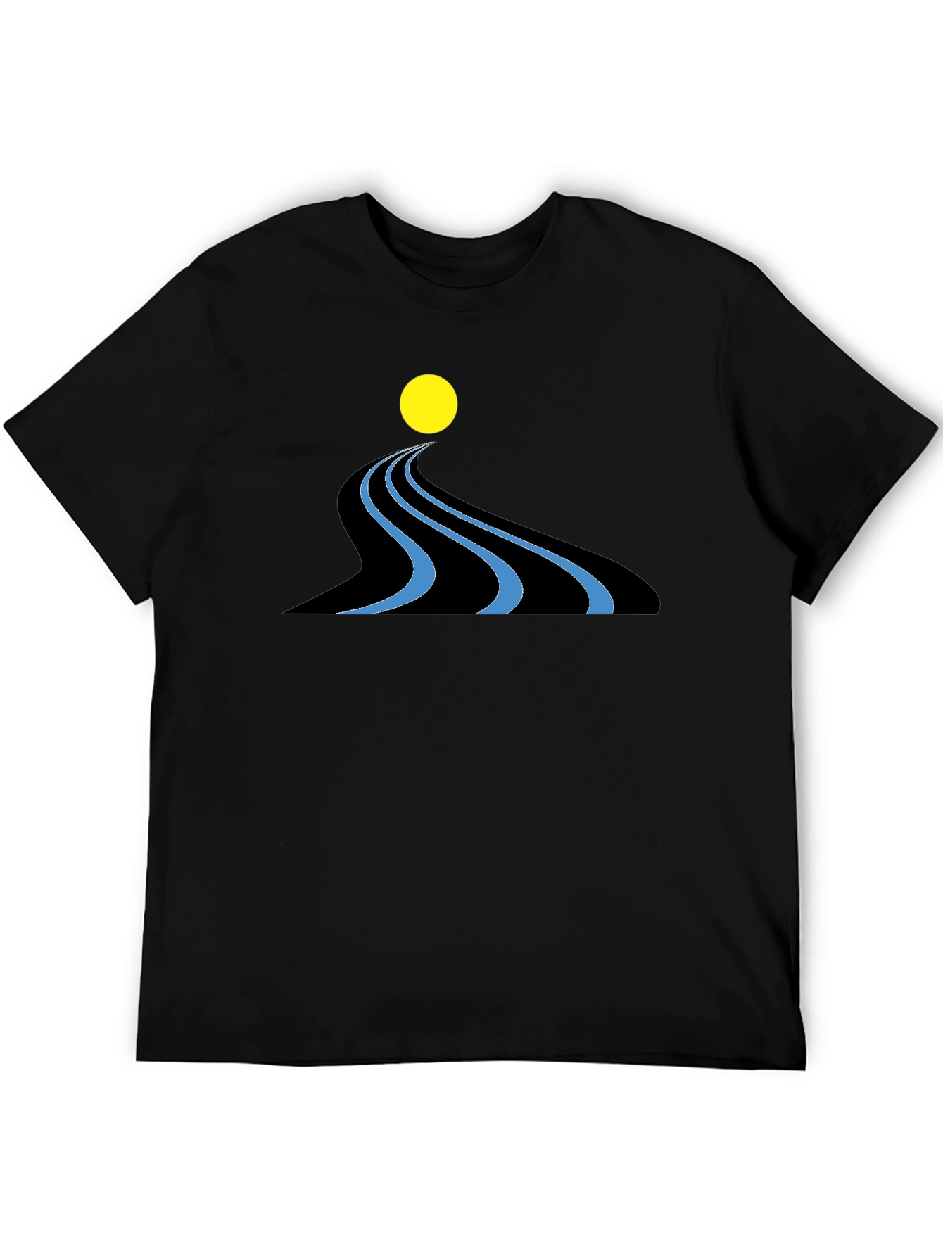 Abstract River Graphic Black T-Shirt