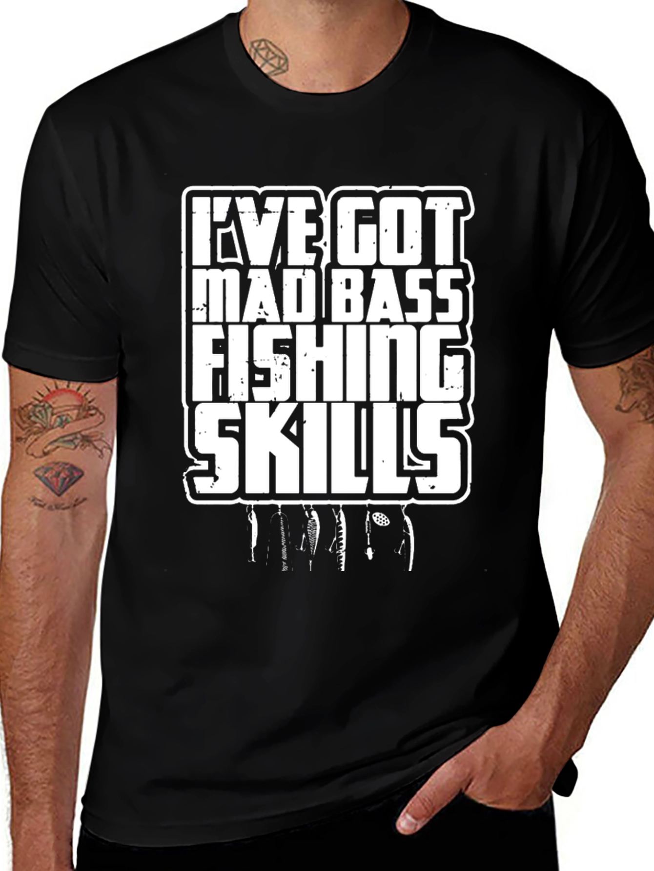 Mad Bass Fishing Skills Graphic Tee - Black