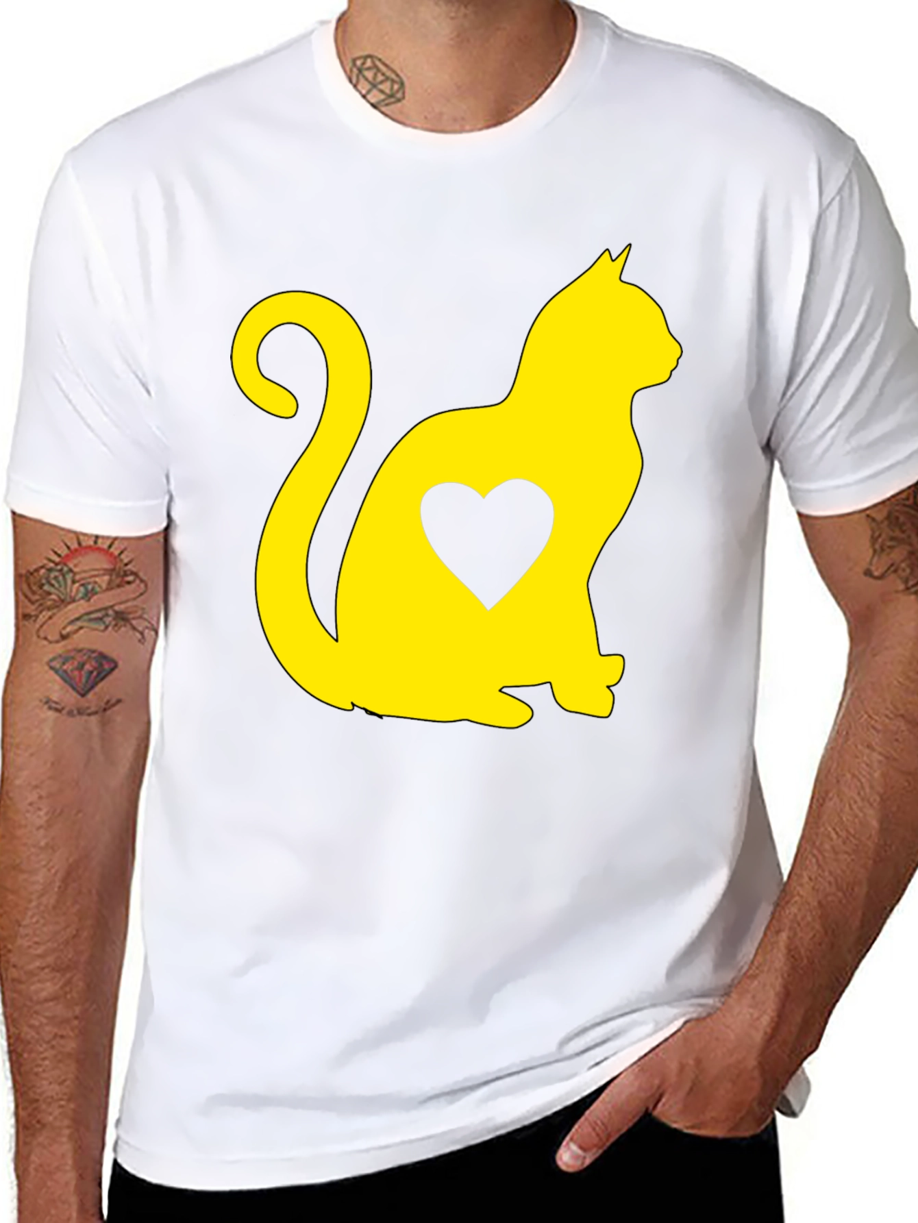 Cat Heart Graphic Tee - Black