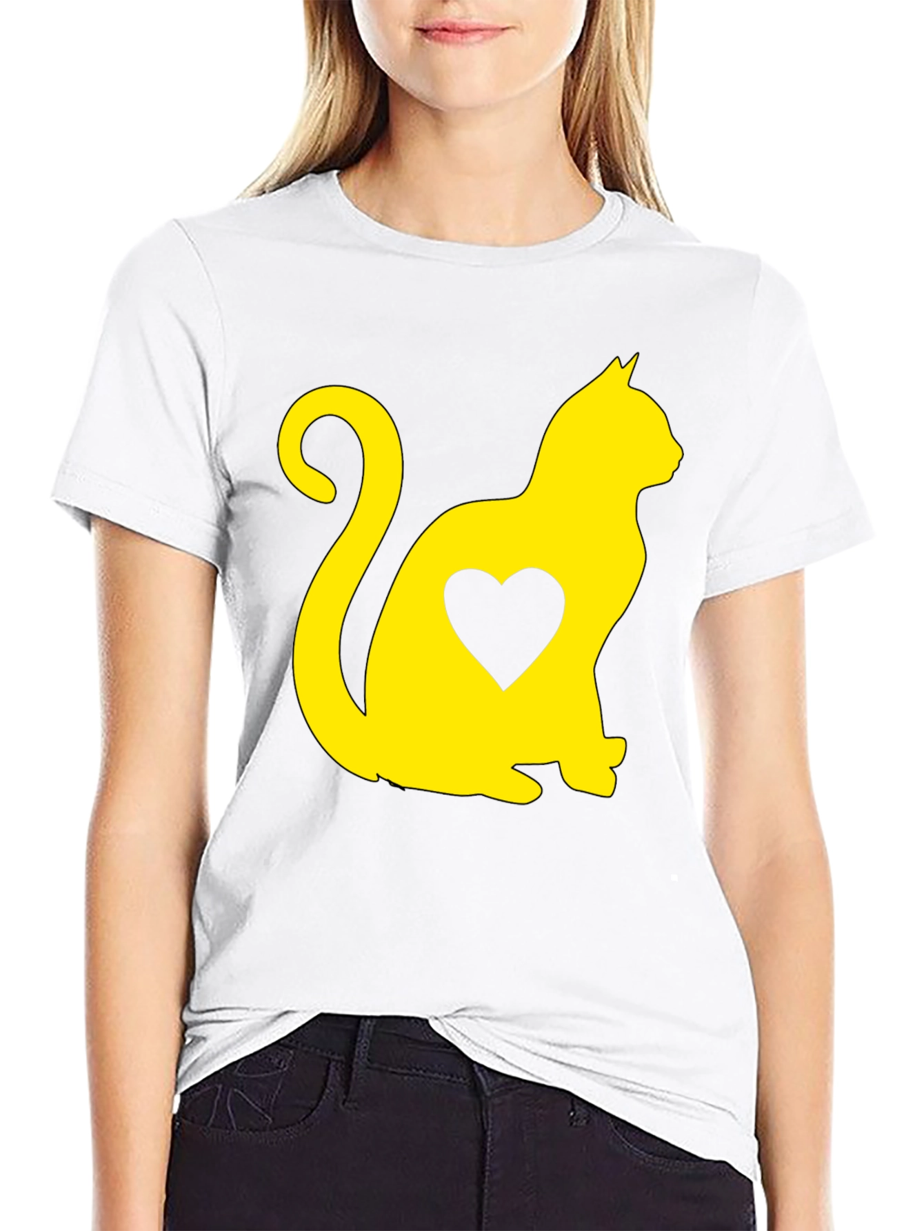 Cat Heart Graphic Tee - Black