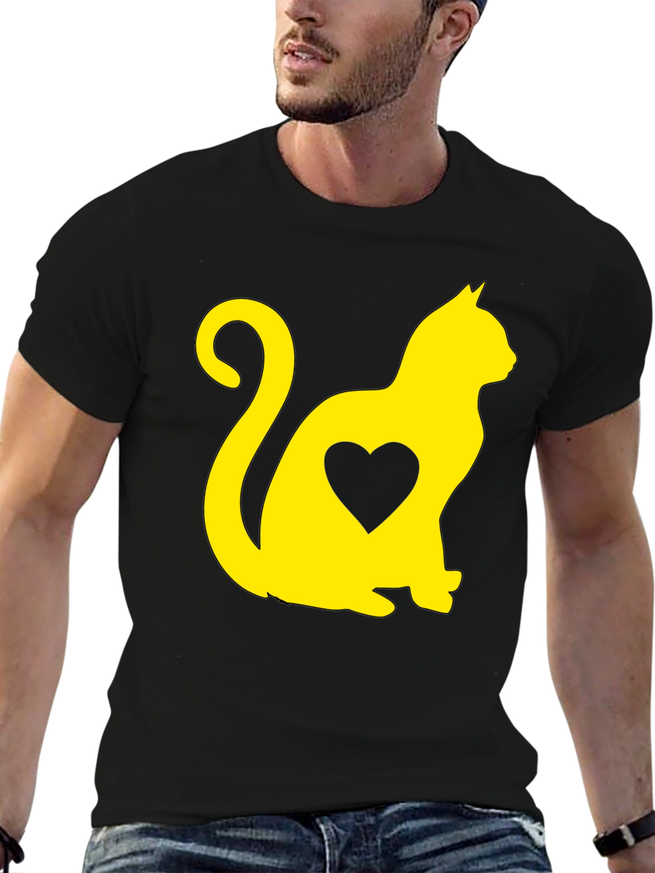 Cat Heart Graphic Tee - Black