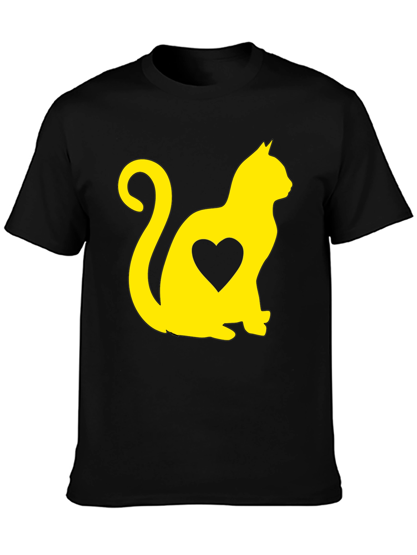 Cat Heart Graphic Tee - Black