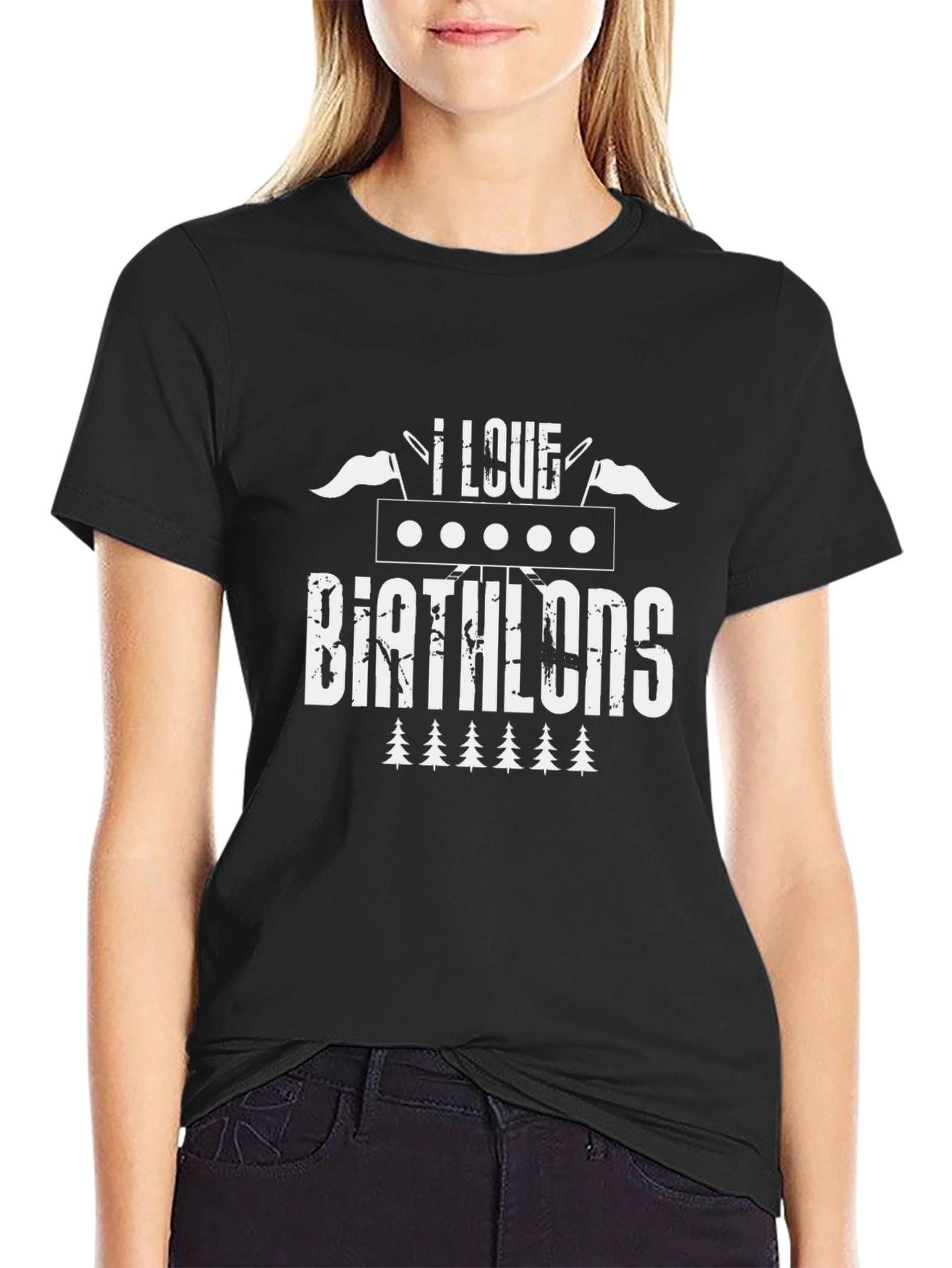 I Love Biathlons Black Graphic T-Shirt