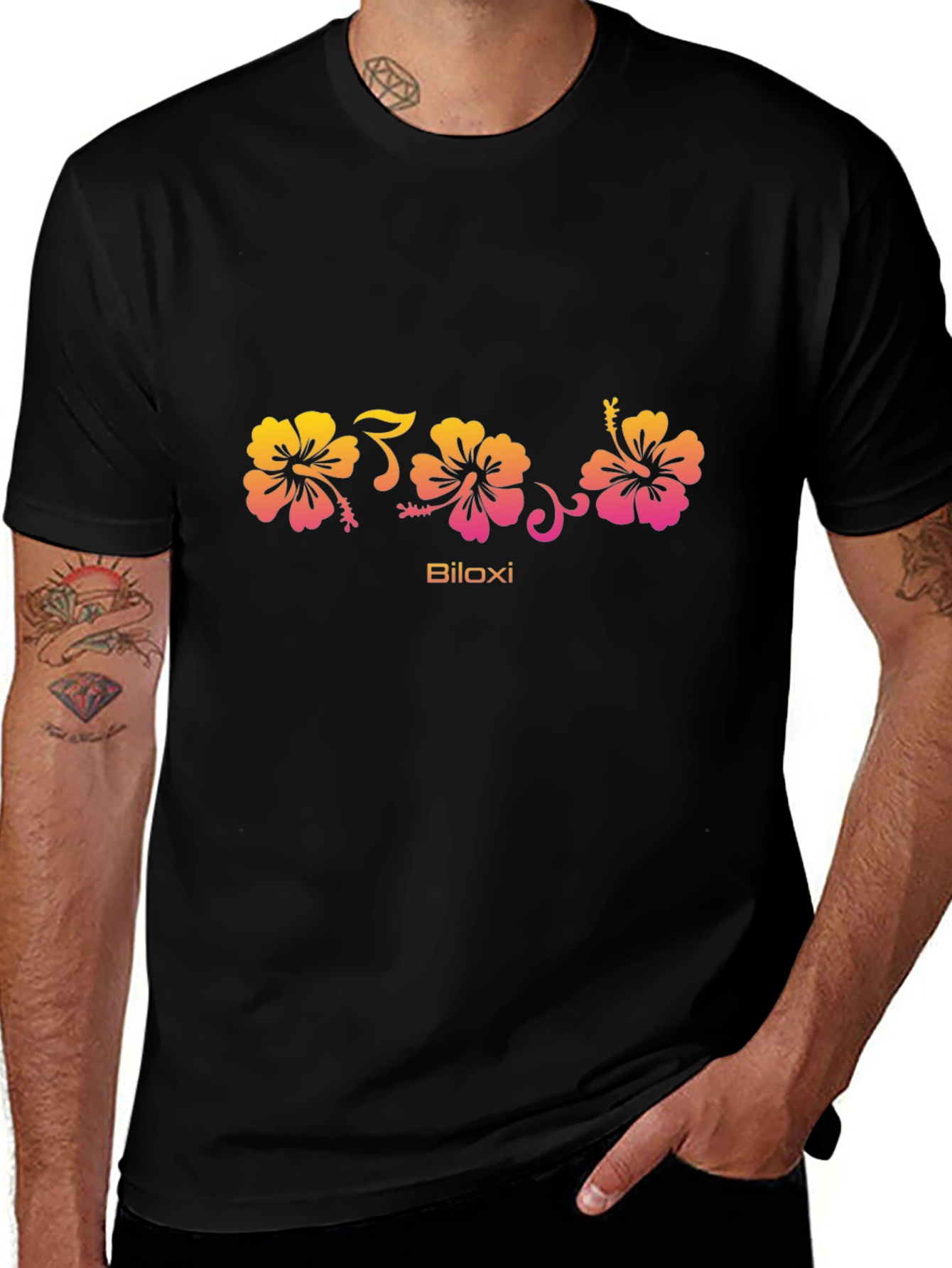 Biloxi Floral Black T-Shirt