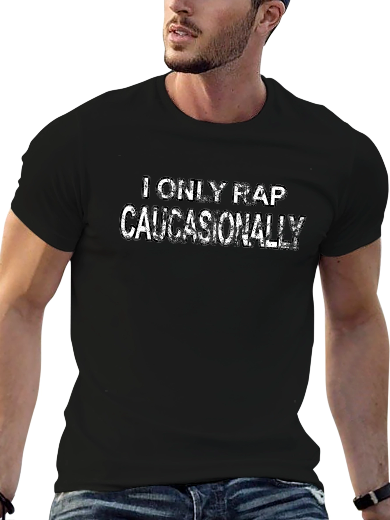 I Only Rap Caucasionally Black T-Shirt