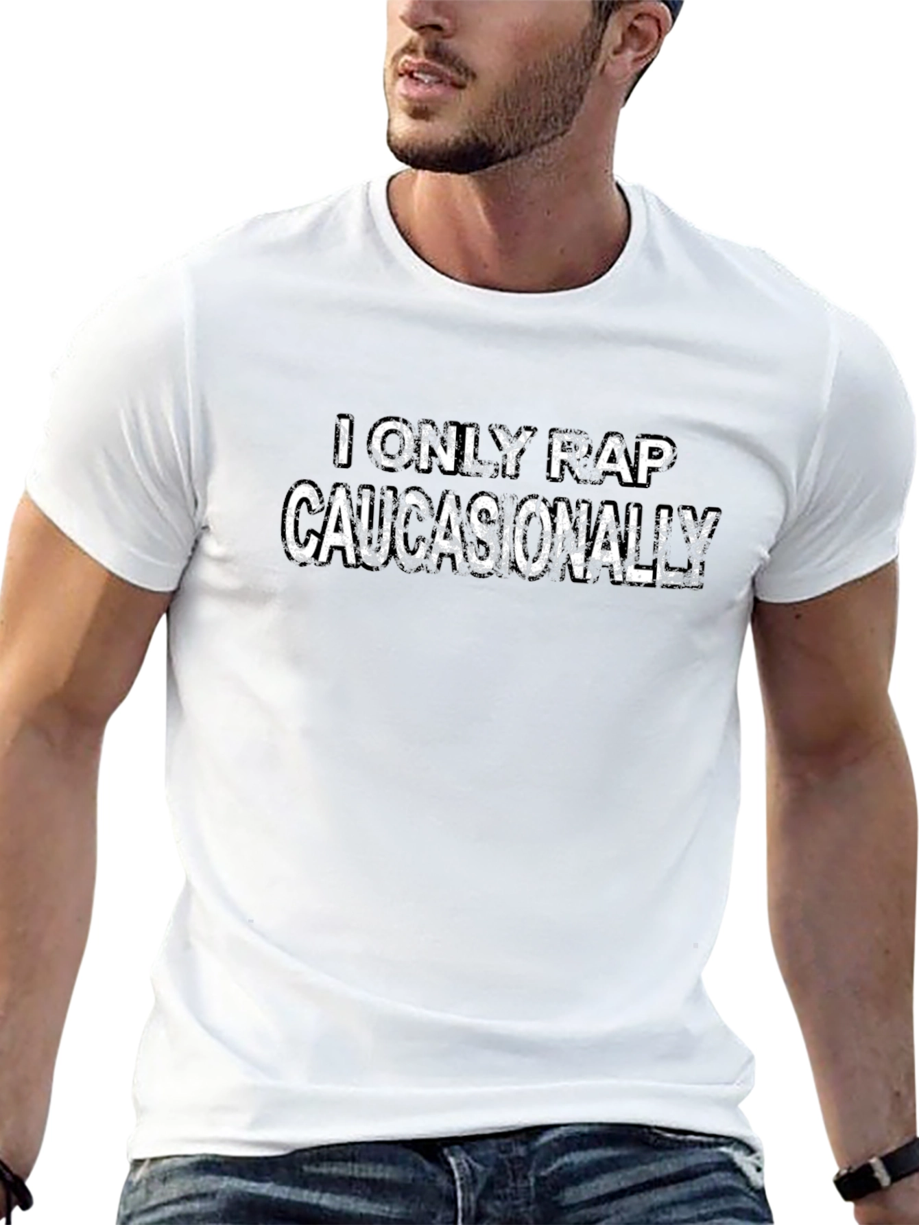 I Only Rap Caucasionally Black T-Shirt