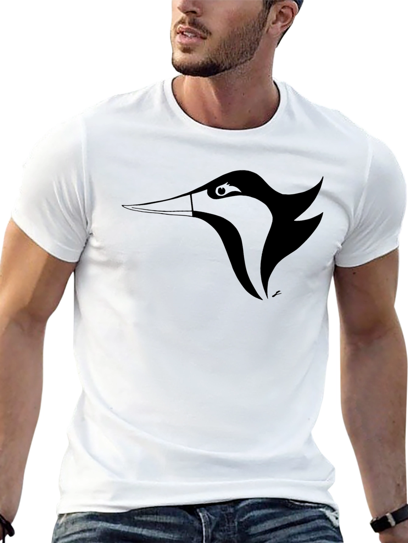 Mens Black Graphic Tee - Bird Design