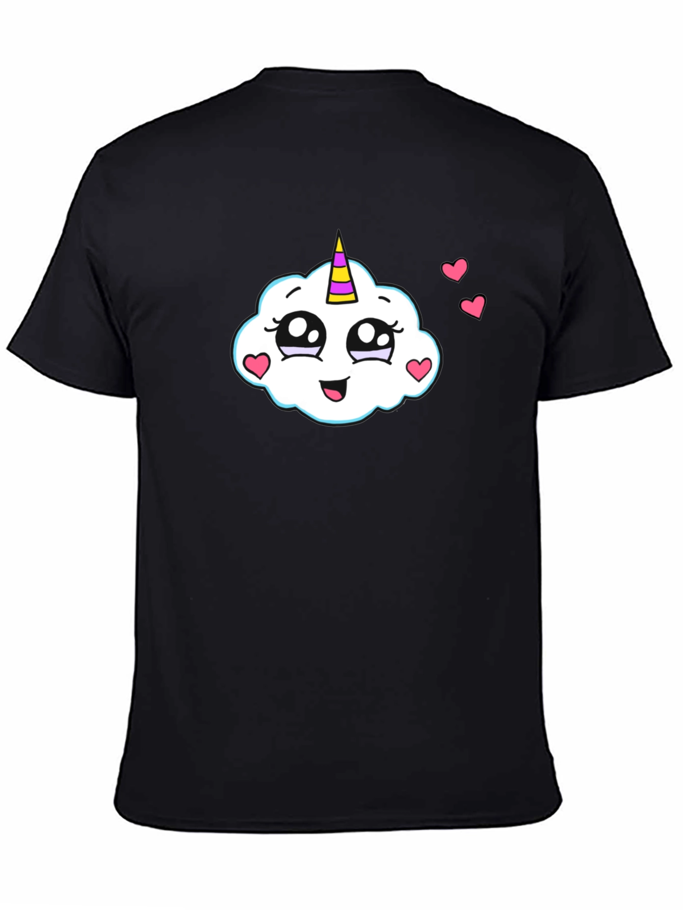 Cute Cloud Unicorn Black T-Shirt