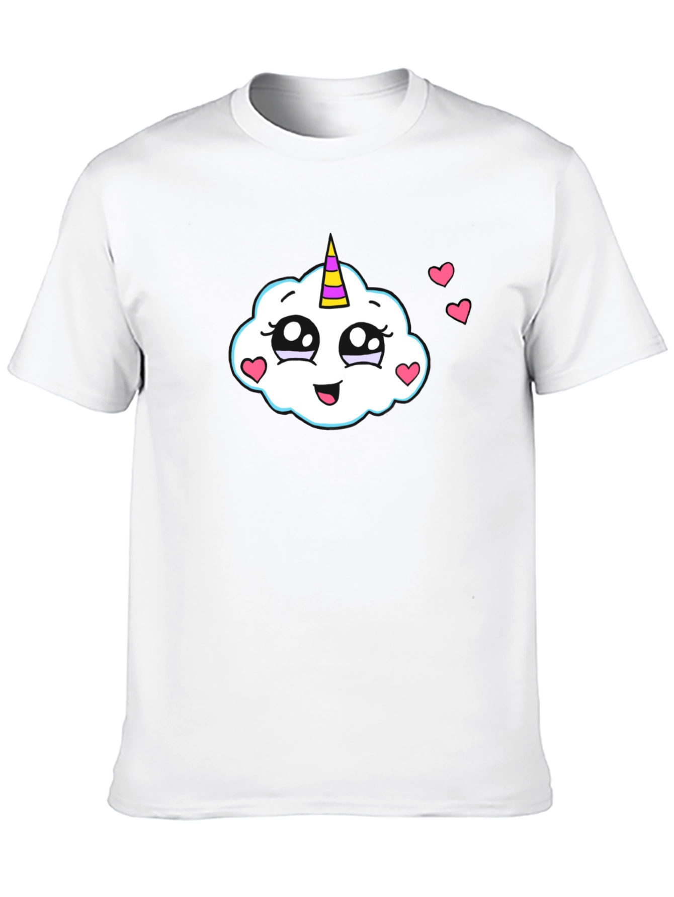 Cute Cloud Unicorn Black T-Shirt