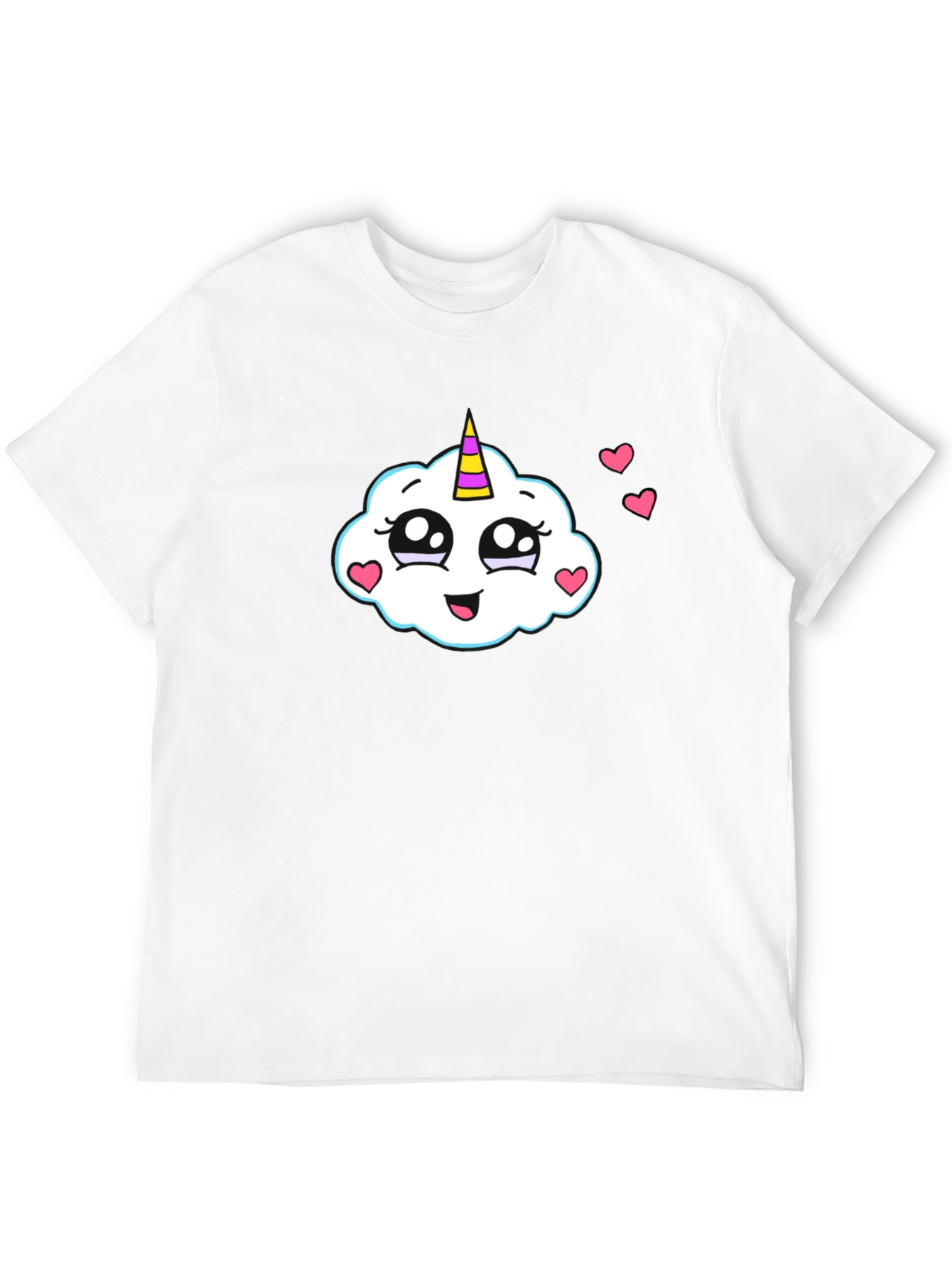 Cute Cloud Unicorn Black T-Shirt
