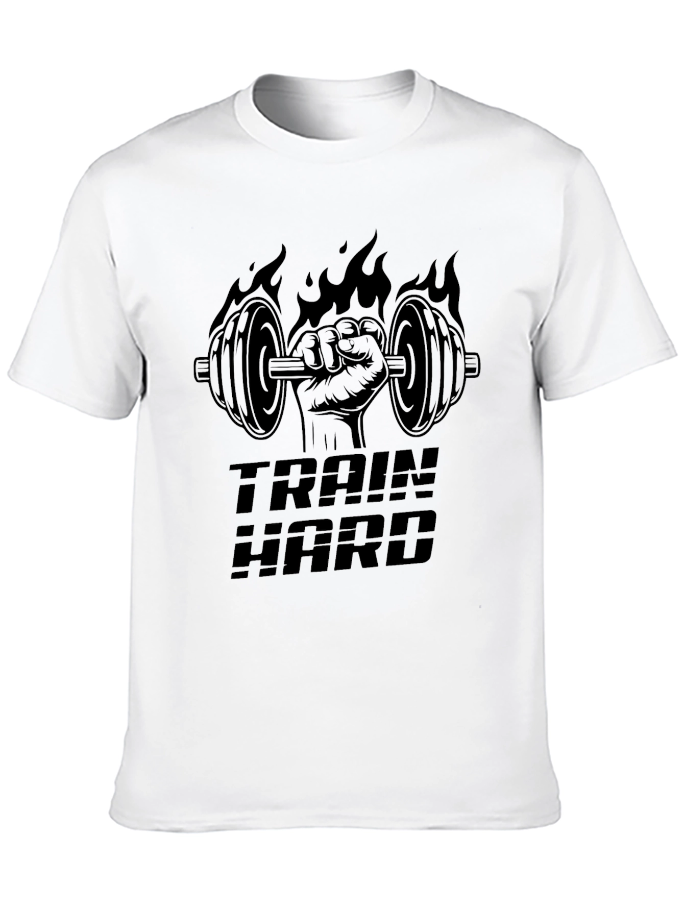 Train Hard Graphic T-Shirt - Black Gym Motivation Tee