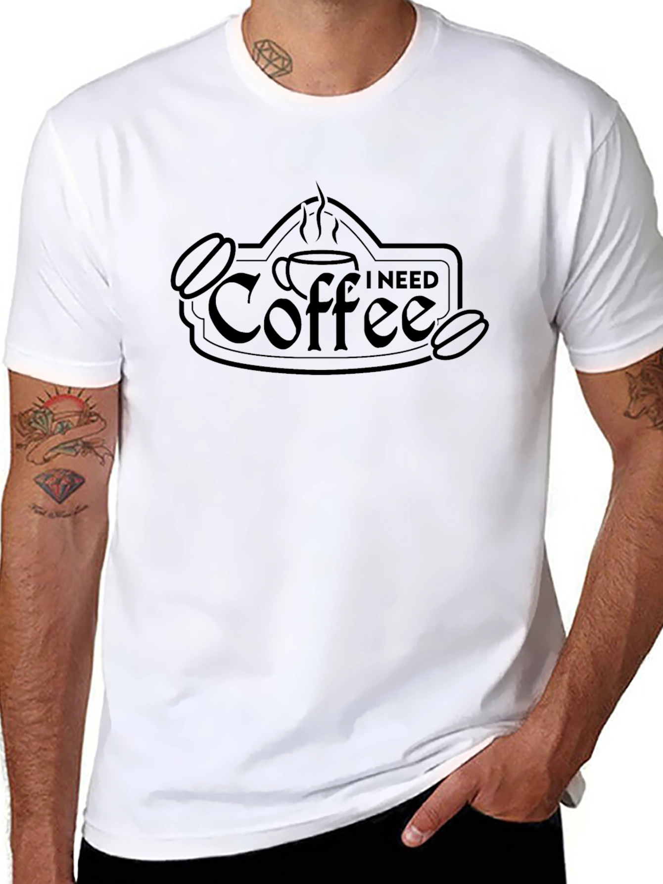 I Need Coffee Graphic Black T-Shirt