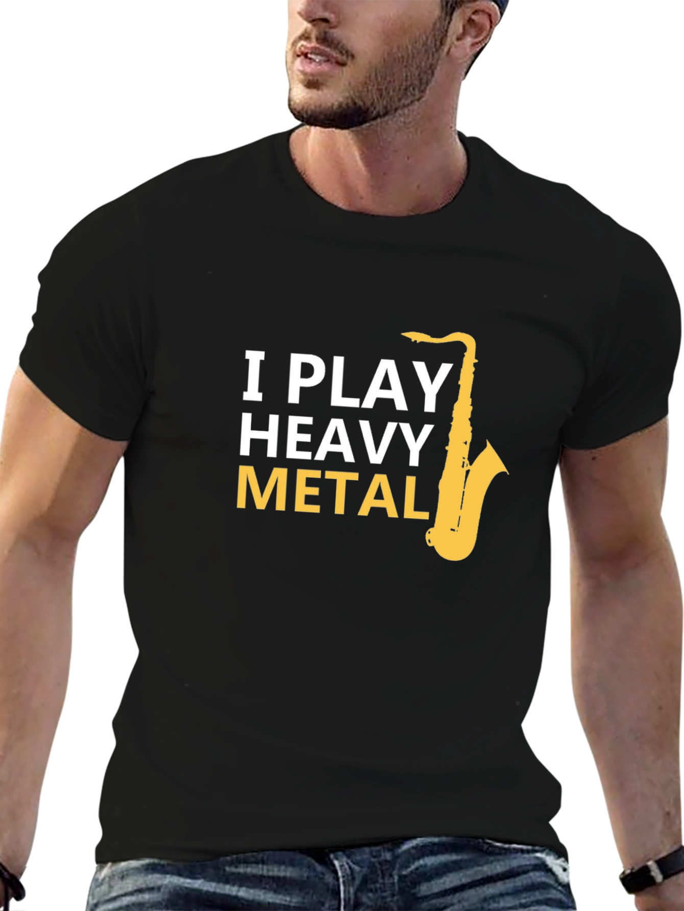 I Play Heavy Metal Saxophone Black T-Shirt