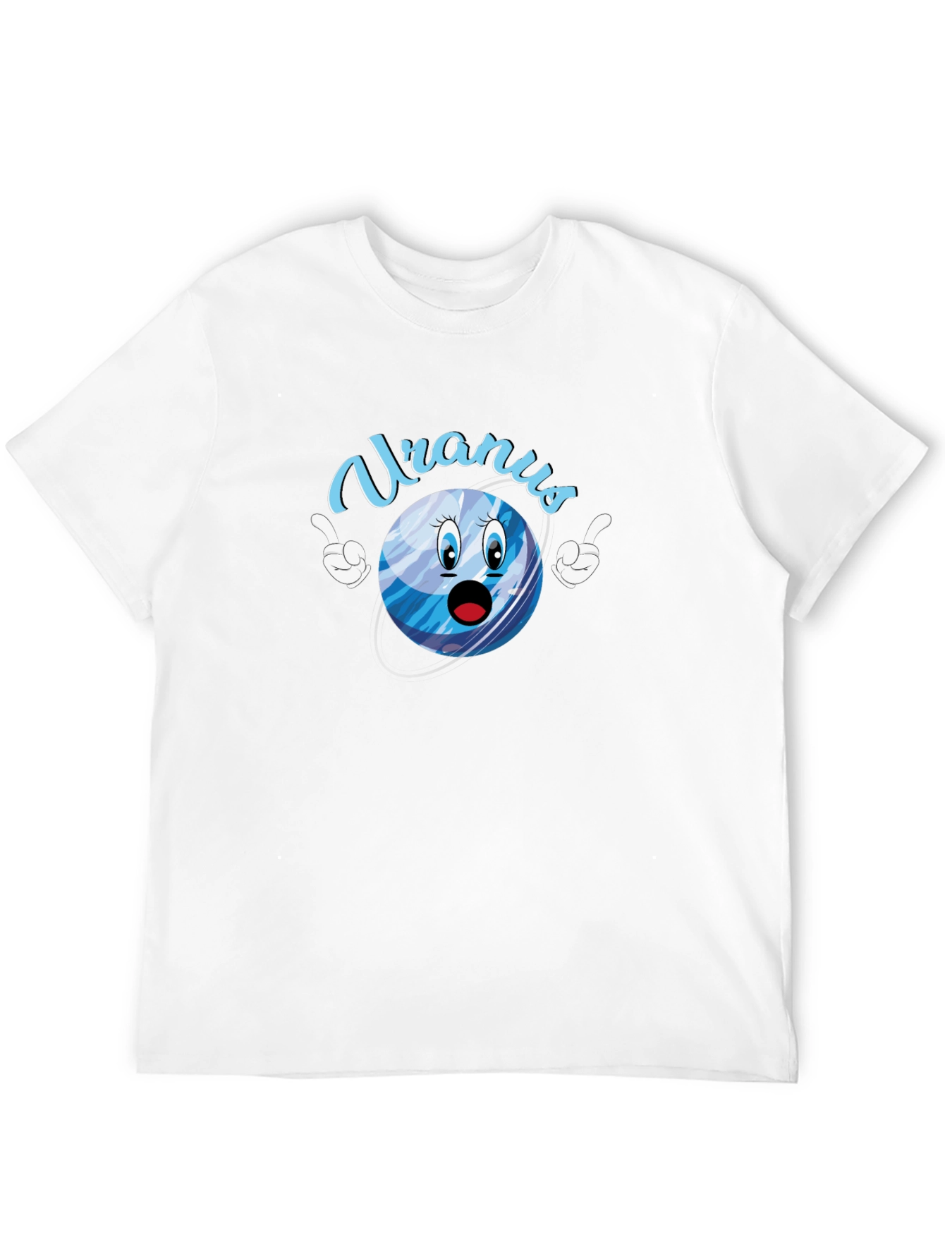 Uranus Cartoon Graphic Tee - Black Cotton T-Shirt