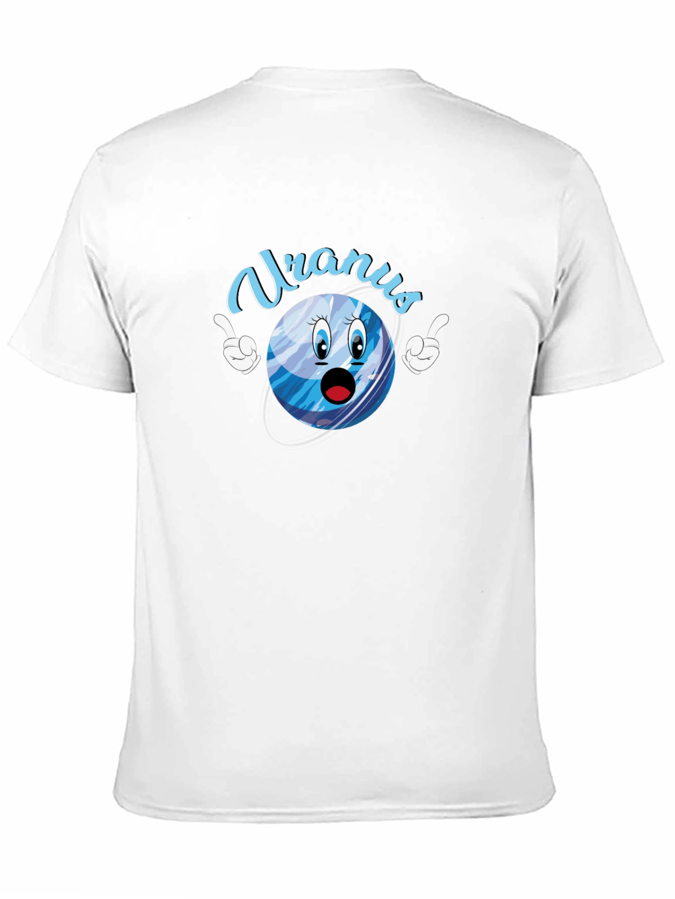 Uranus Cartoon Graphic Tee - Black Cotton T-Shirt