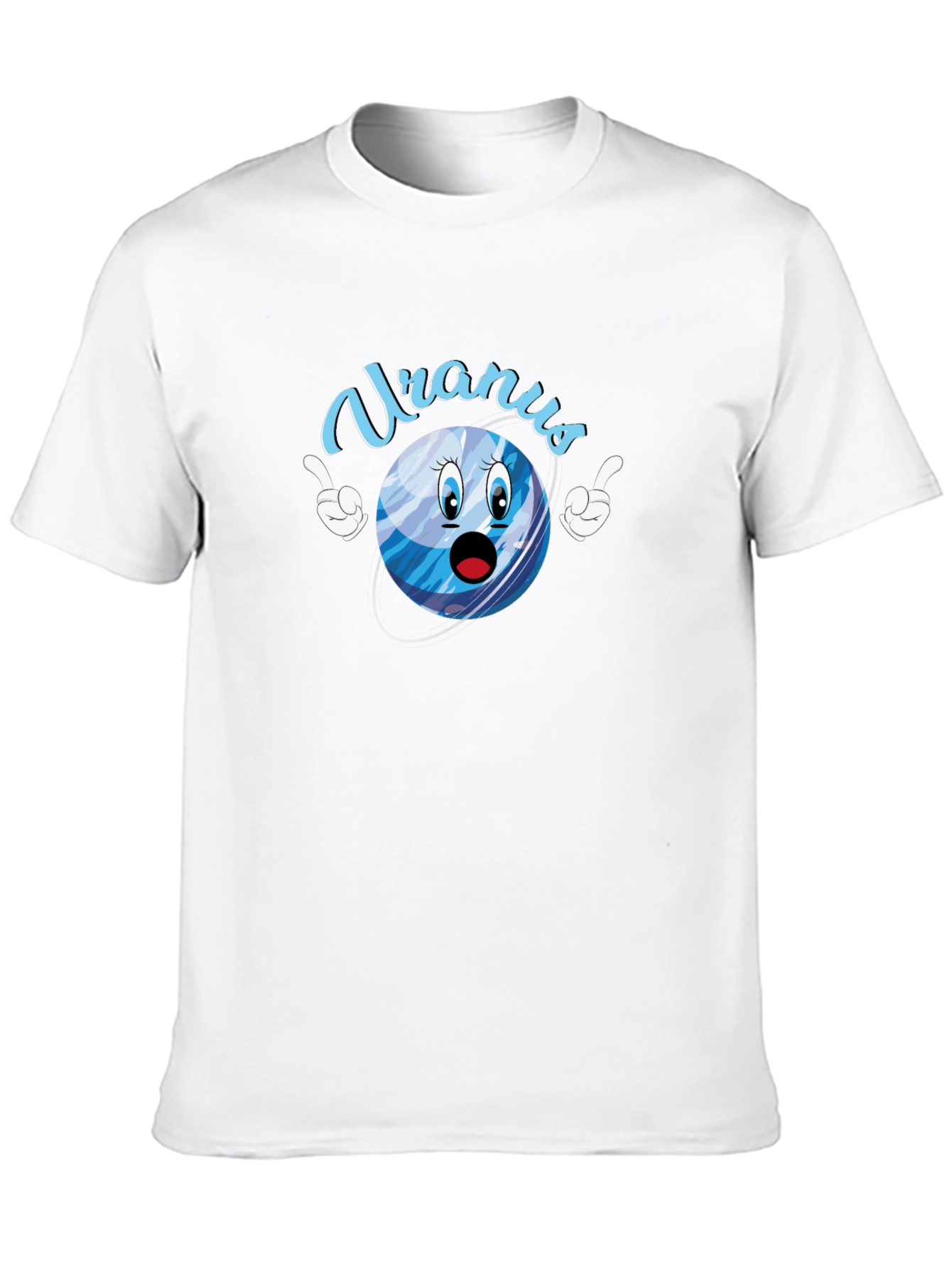 Uranus Cartoon Graphic Tee - Black Cotton T-Shirt