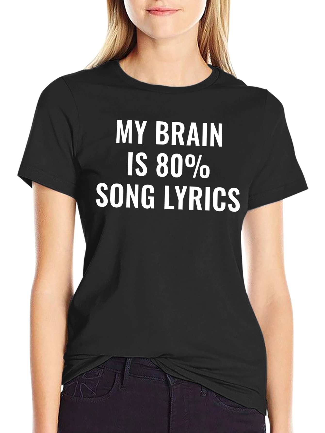 Song Lyrics Brain Black T-Shirt