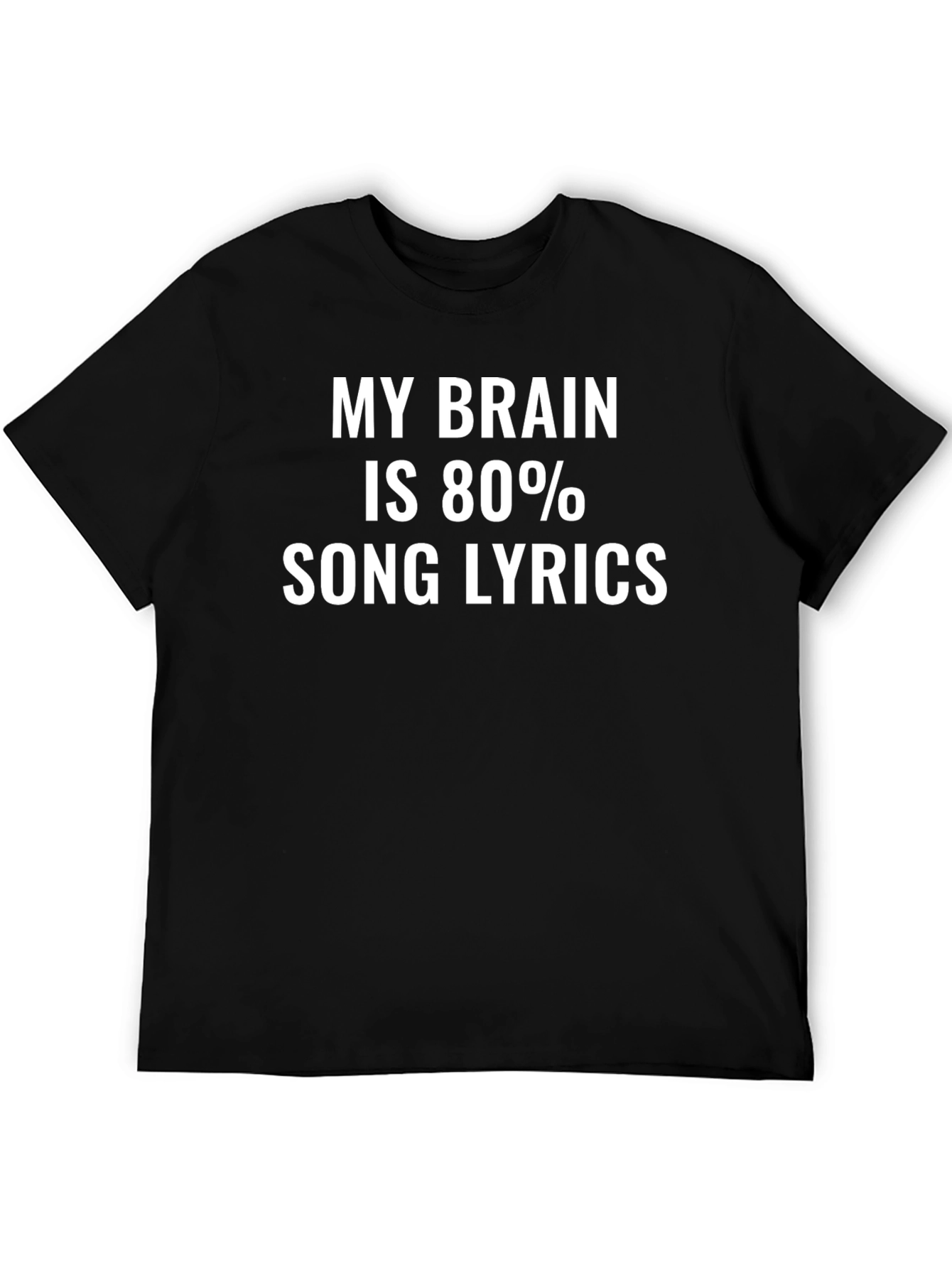 Song Lyrics Brain Black T-Shirt